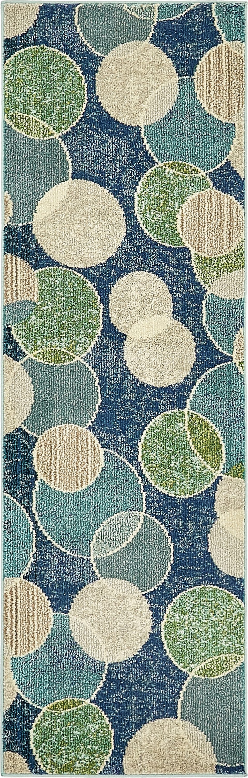 Unique Loom 3139837 Seaside Chromatic 2 x 6 (ft) Loomed Polypropylene Navy Blue/Beige Rectangular Indoor Geometric Coastal Runner rug