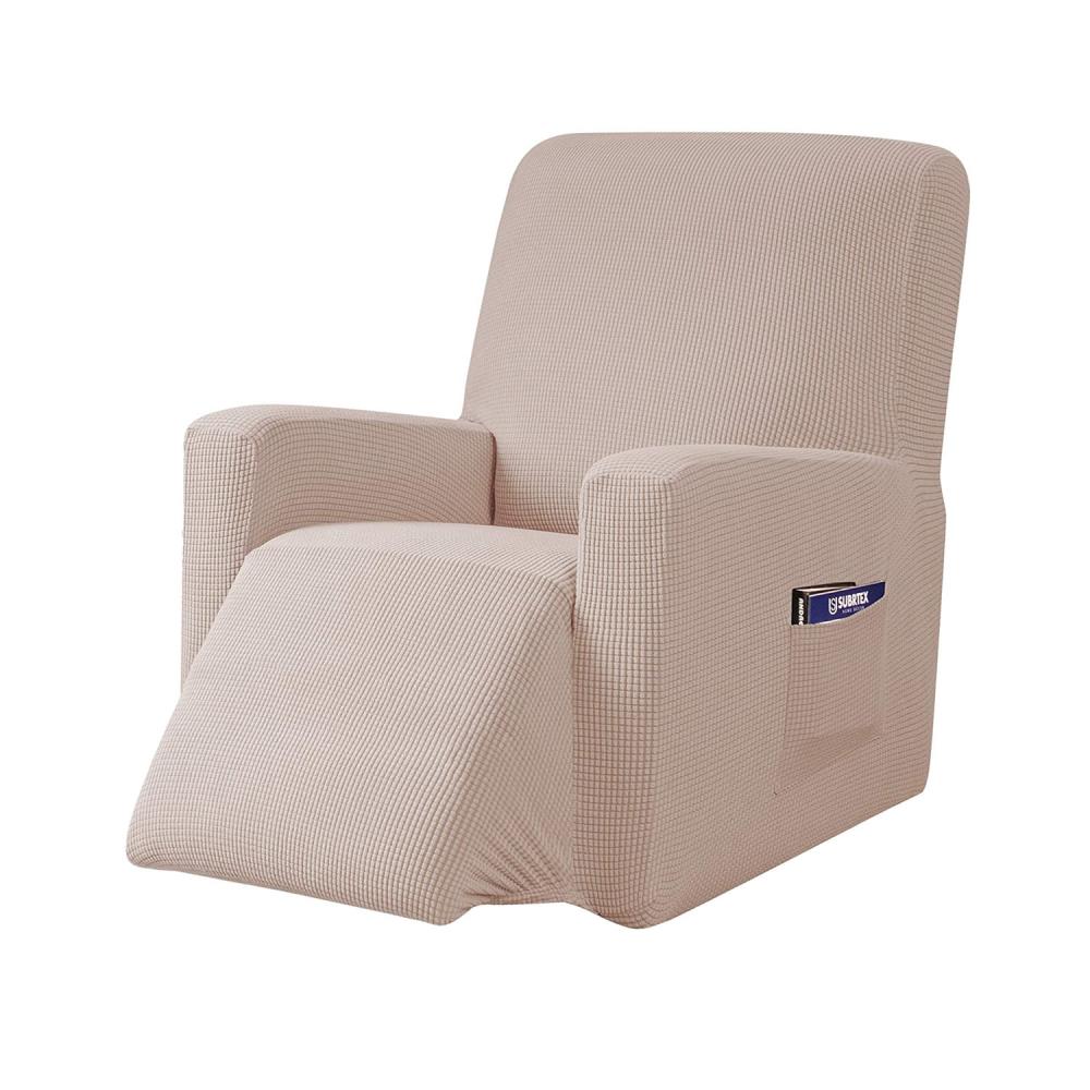 Subrtex SBTZHS020 Textured Grid Camel Jacquard Recliner Slipcover 32-Inches W x 36.5-Inches H x 34-Inches D