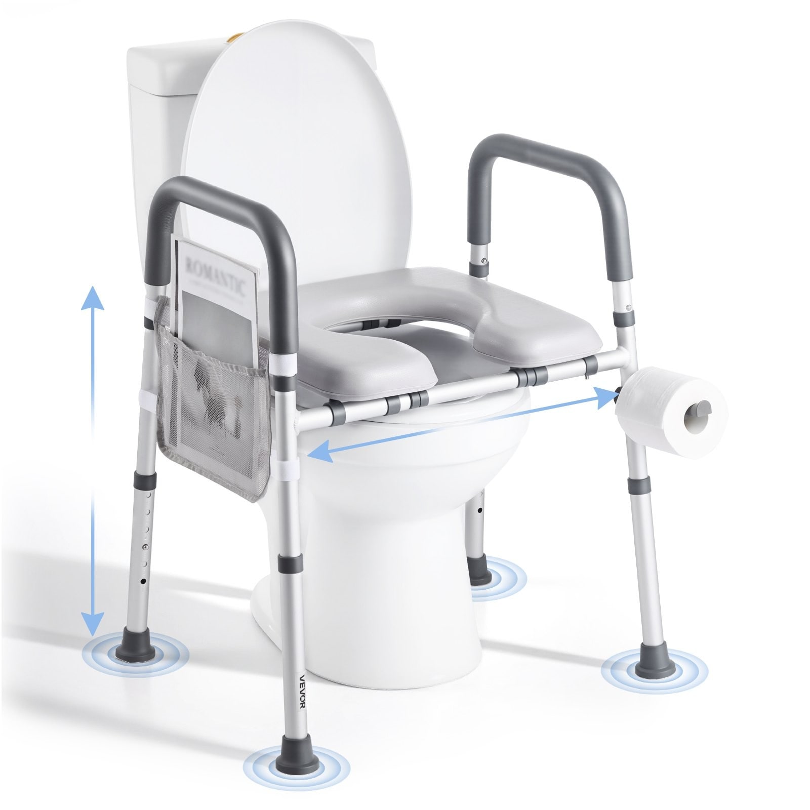 GIVIMO Raised Toilet Seat with Arms 400 lbs Load Capacity Adjustable Height and Width Commode Cushion Padded Elevated Toilet Seat Riser with Handles for Seniors Elderly Handicap Disabled Adults #LW108GIVSS2393