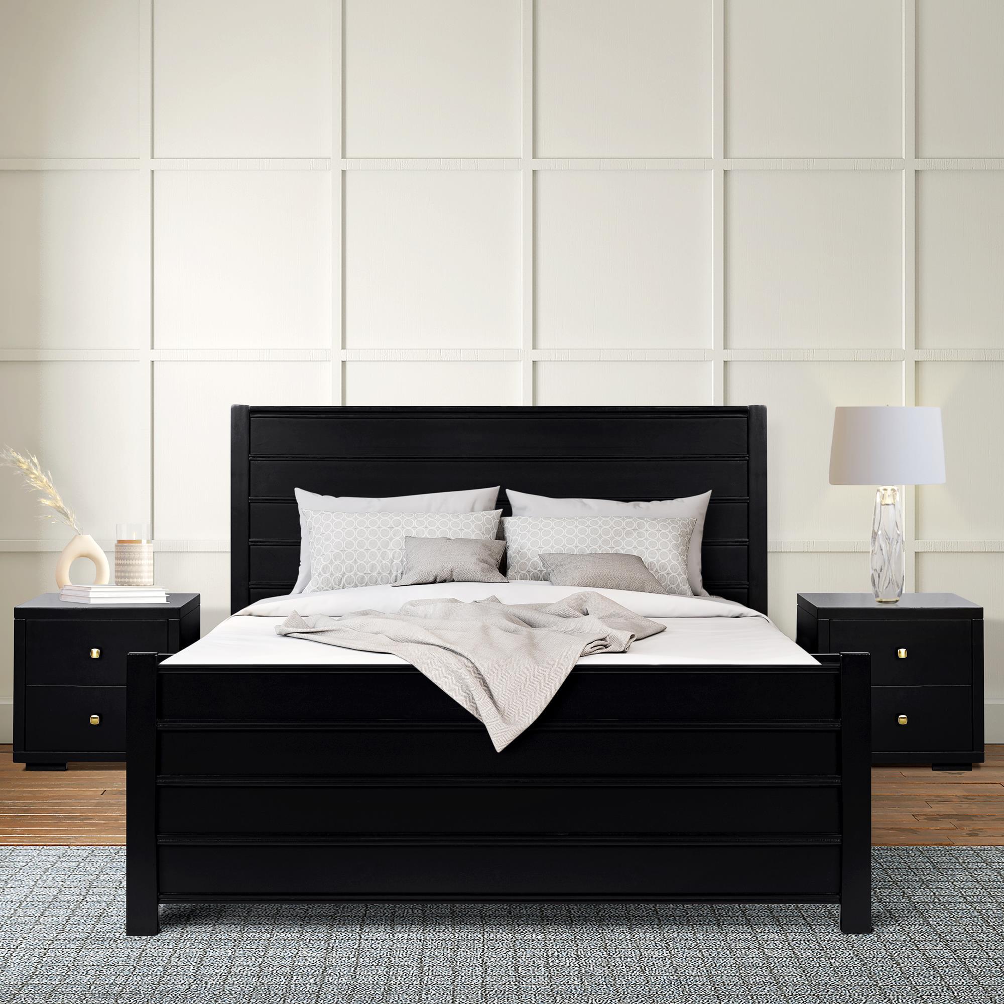 Camden Isle Contemporary King Platform Bed in Black | Solid Pine Wood ...