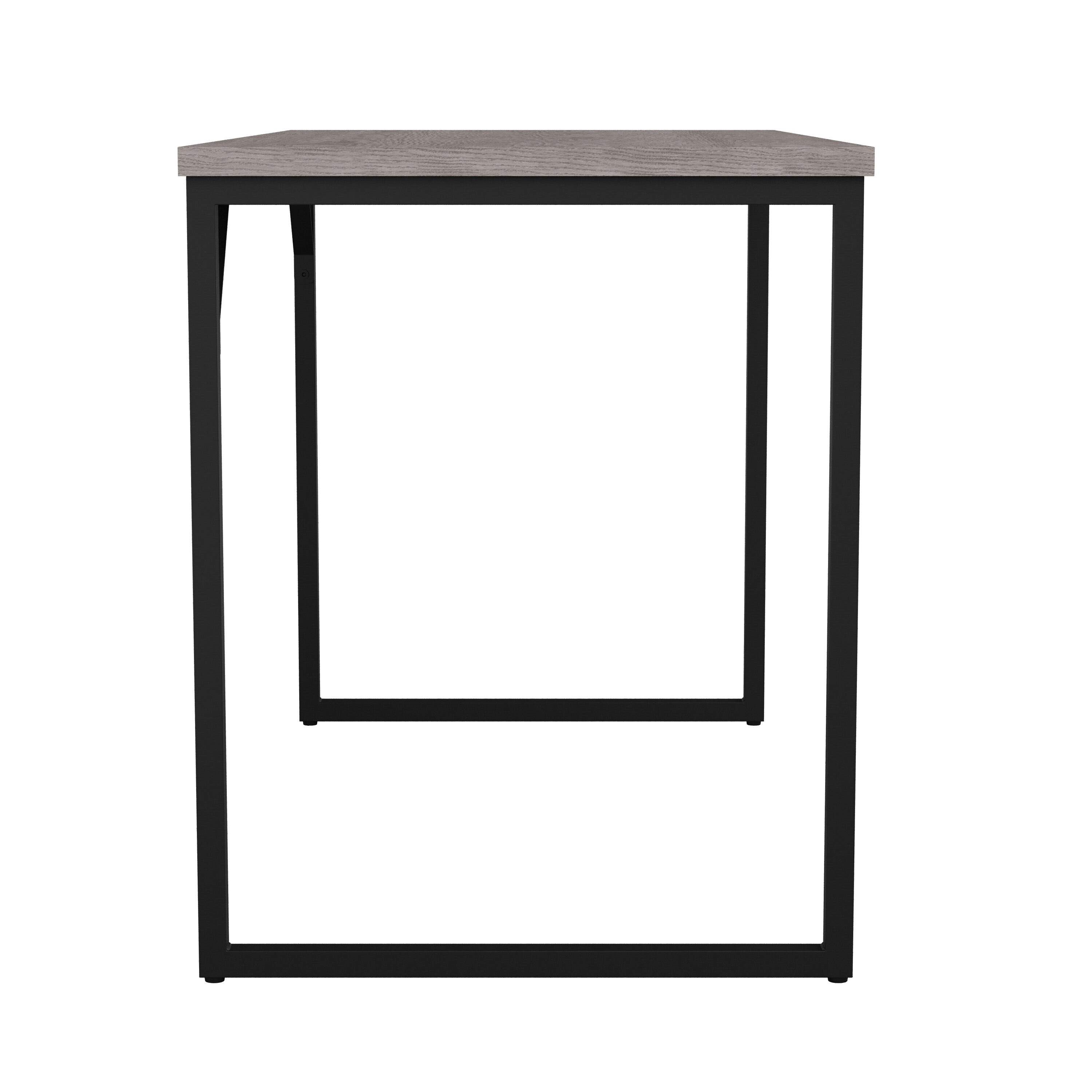 Gray Wood Grain Parsons Desk with Oil Rubbed Bronze Frame
