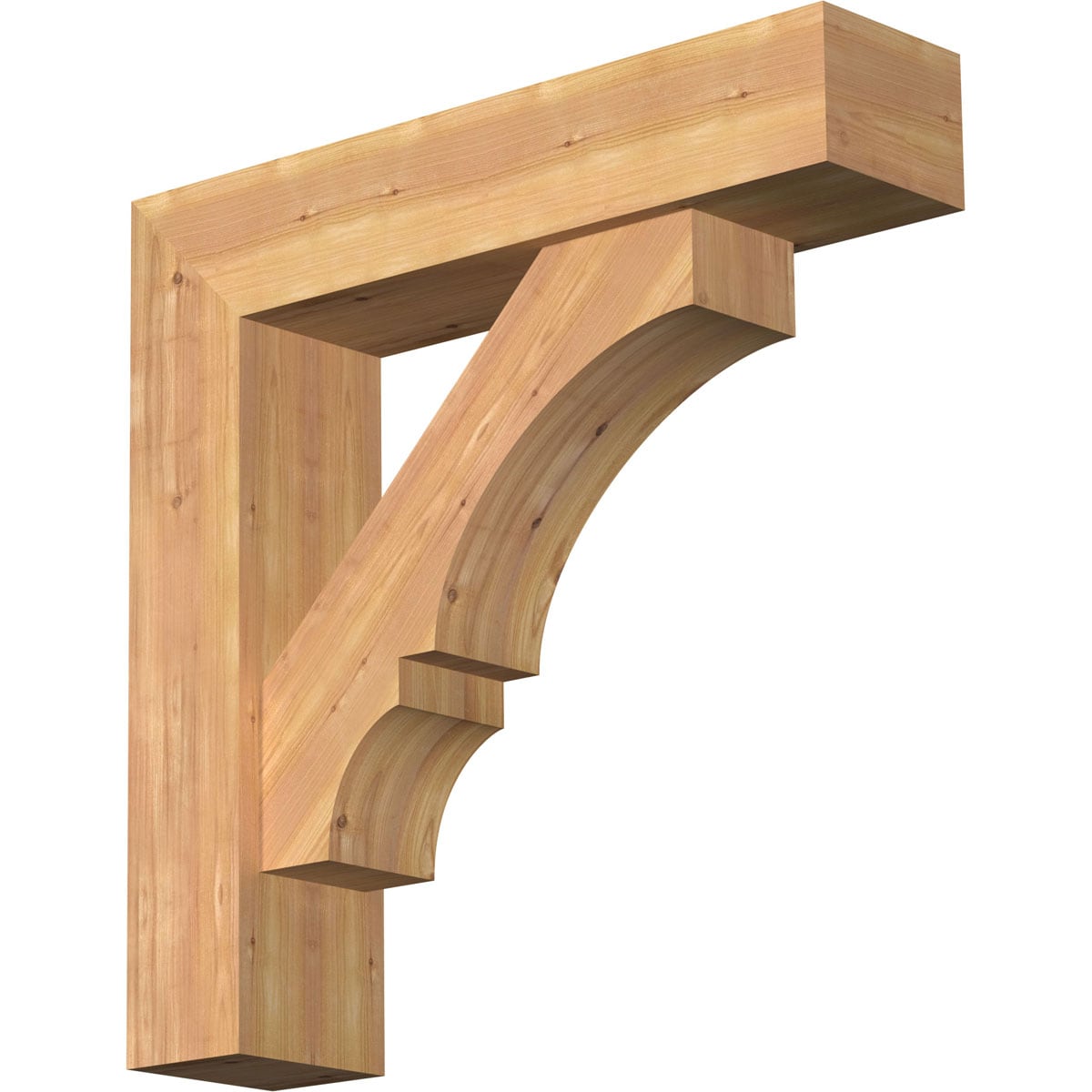 Ekena Millwork 1461989 Balboa Block Smooth Bracket with Offset Brace Western Red Cedar Wood Standard Bracket