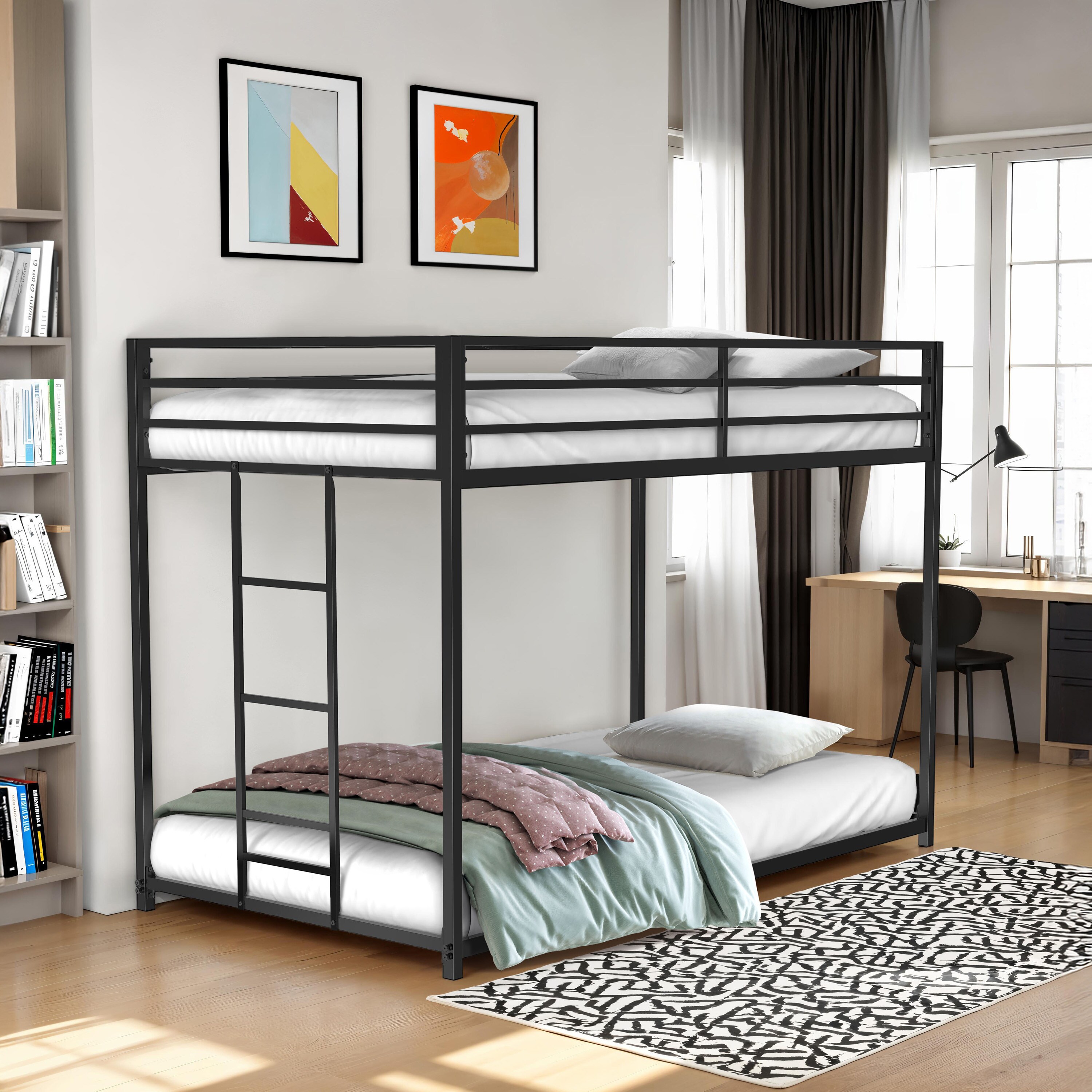 Furniture of America - Umbra Matte Black Twin over twin Bunk Bed