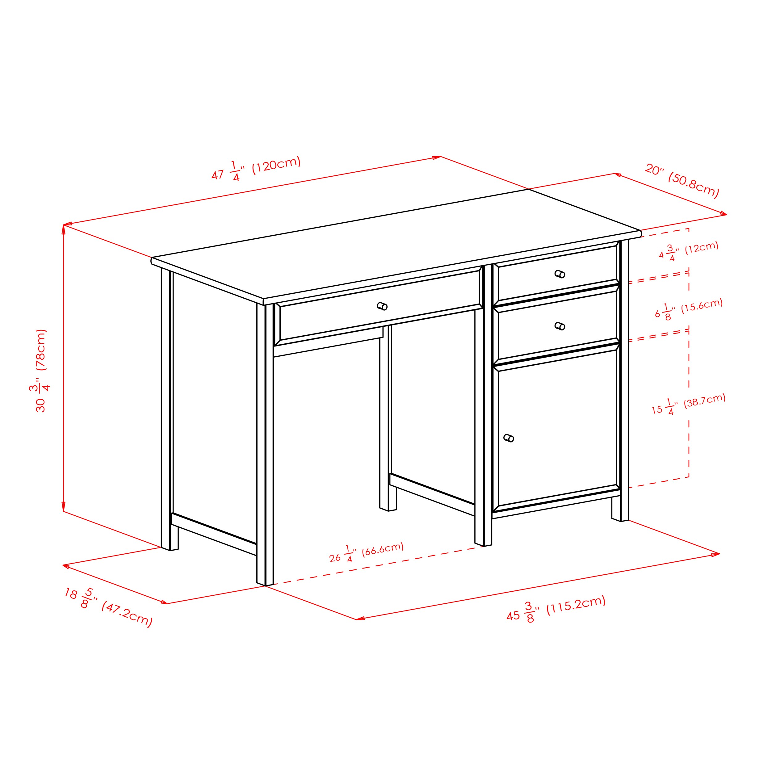 Winsome Wood Delta 47.24-in White Traditional Writing Desk in the Desks ...