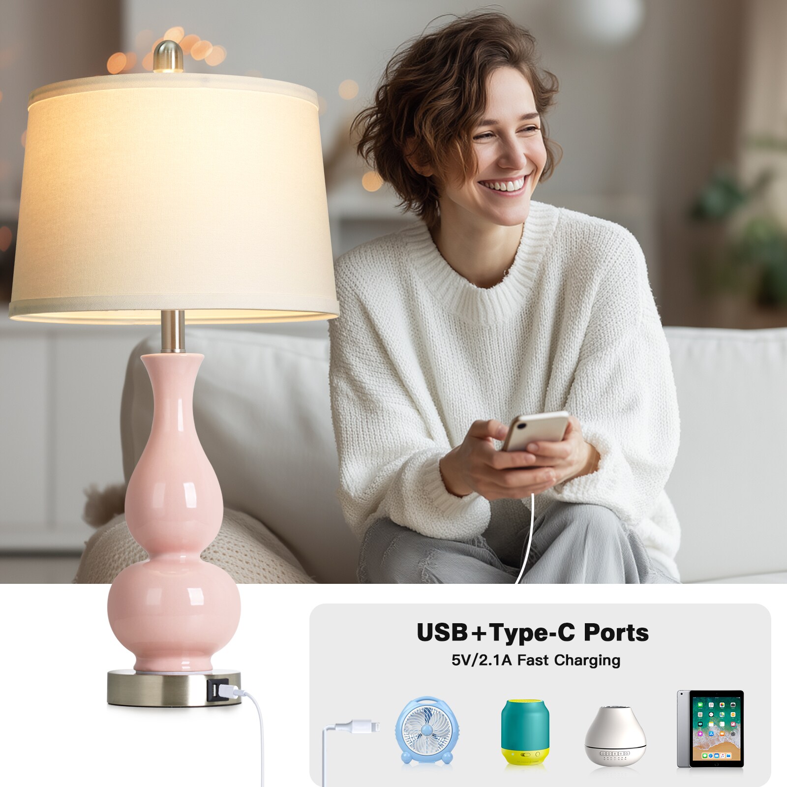 UrFurnishings TD-806 Table-Lamps - View #2