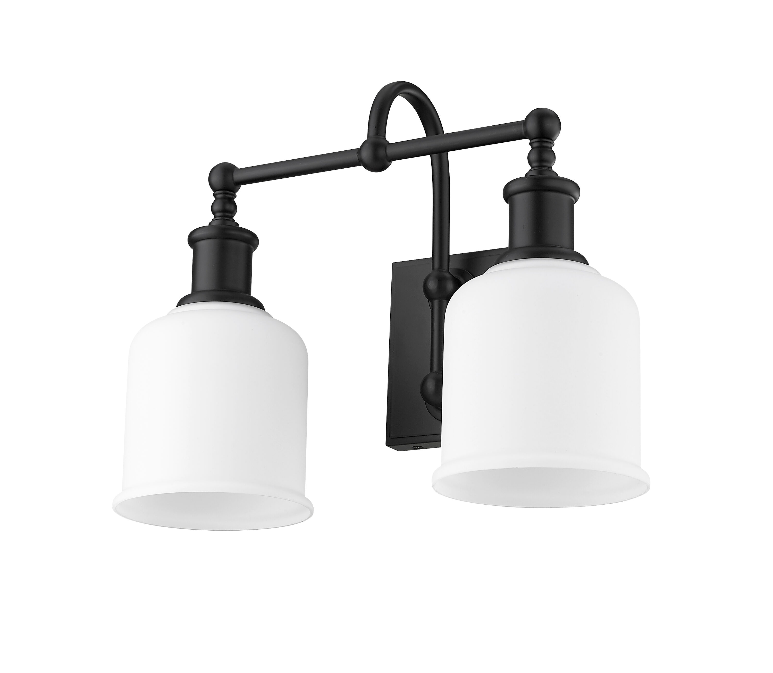 Bryant Matte Black and Opal Glass 2-Light Vanity Sconce
