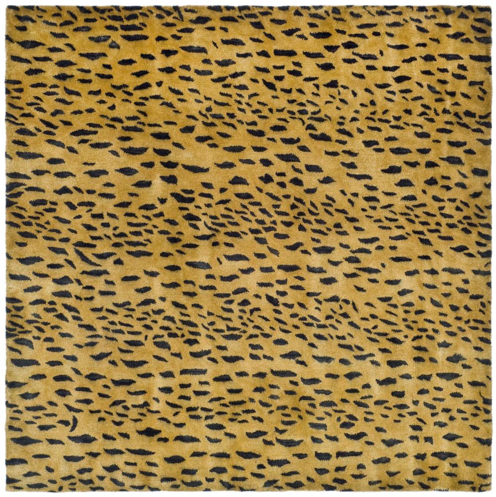 Handmade Tufted Square Black Wool-Viscose Blend Area Rug, 6' x 6'