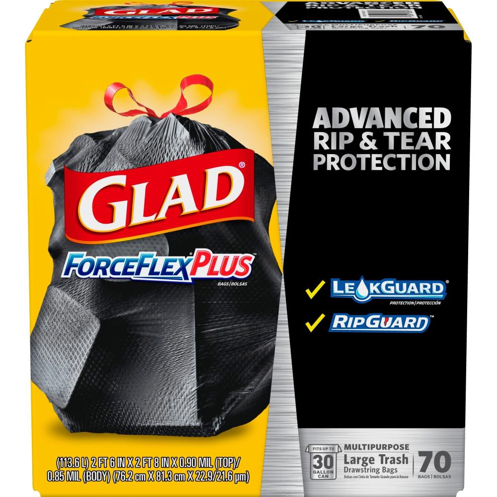 Glad ForceFlex with Clorox 30-Gallons Mountain Air Black Outdoor Plastic  Can Drawstring Trash Bag (50-Count)