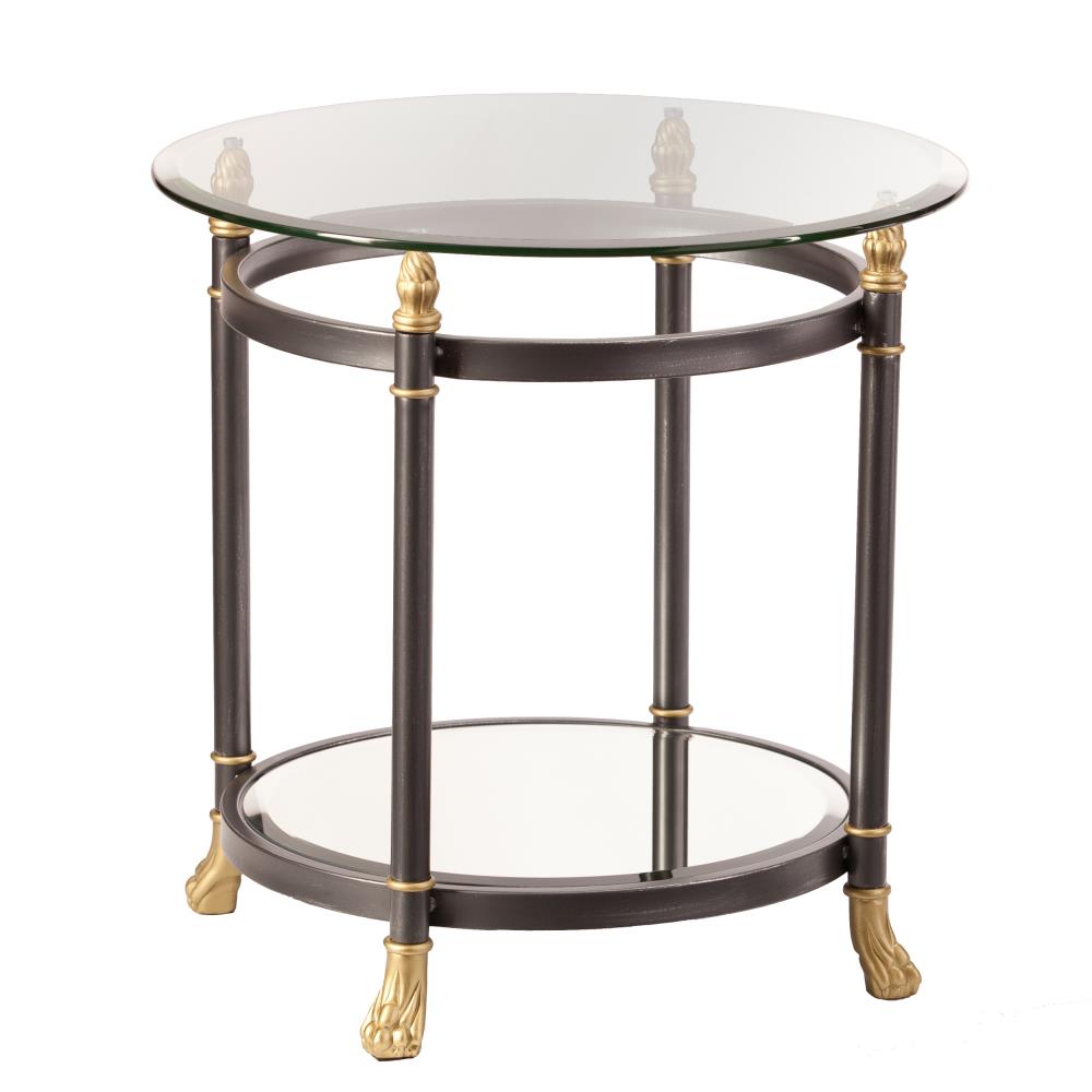 Boston Loft Furnishings ATG2374 Blackburn 21.0-Inches W x 21.25-Inches H Dark gray Glass Round Eclectic End Table Assembly Required