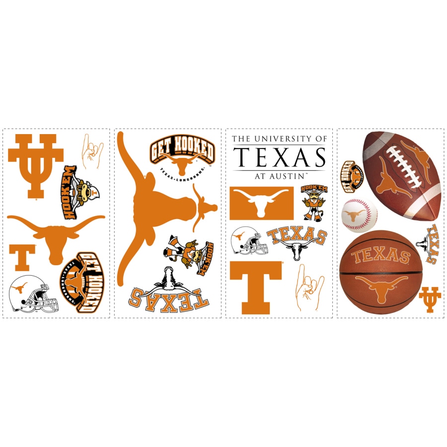 RoomMates RMK1073SCS NCAA Texas Longhorns 10-in W x 18-in H Self-adhesive Wall Decal