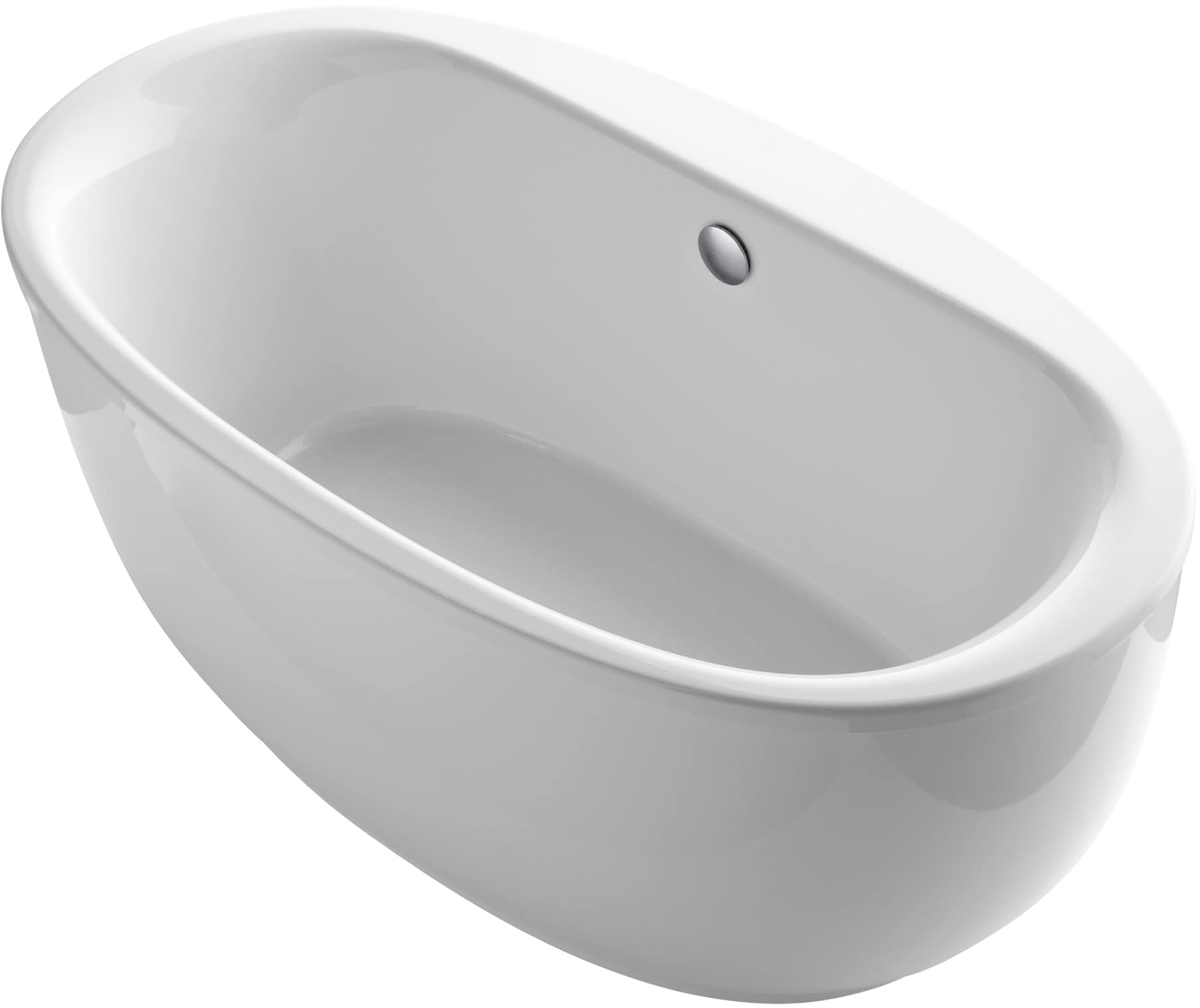 KOHLER 6369-0 Sunstruck 36.0-Inches x 66.0-Inches White Acrylic Oval Freestanding Soaking bathtub ( Center Drain )