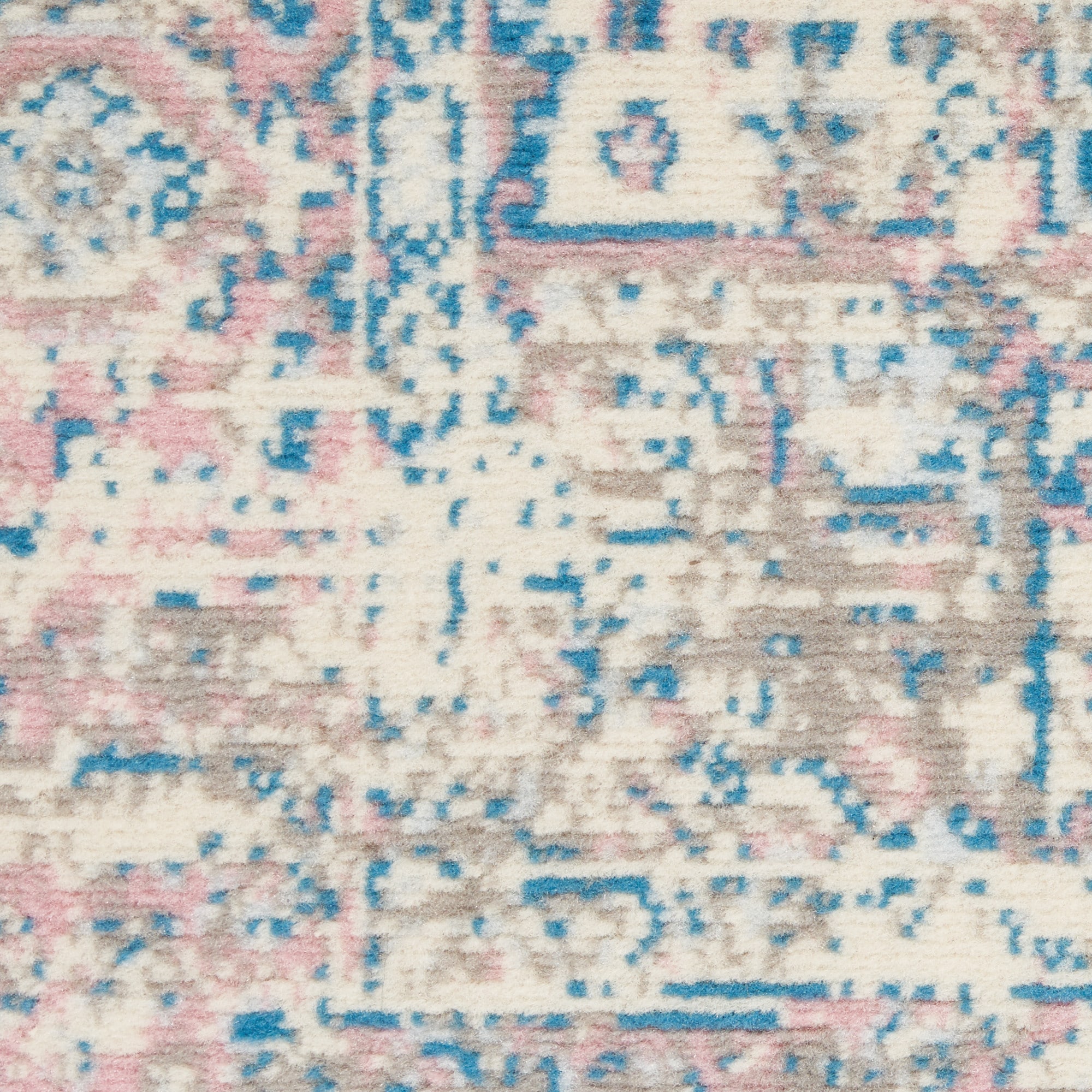 Ivory/Pink/Blue Hand-knotted Synthetic Medallion Area Rug