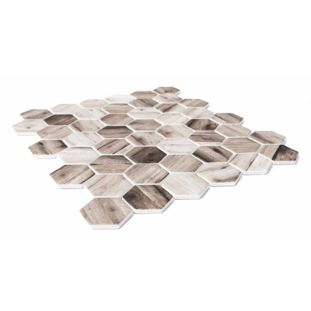 Honeycomb Beige Recycled Glass Mosaic Wall Tile Sheet