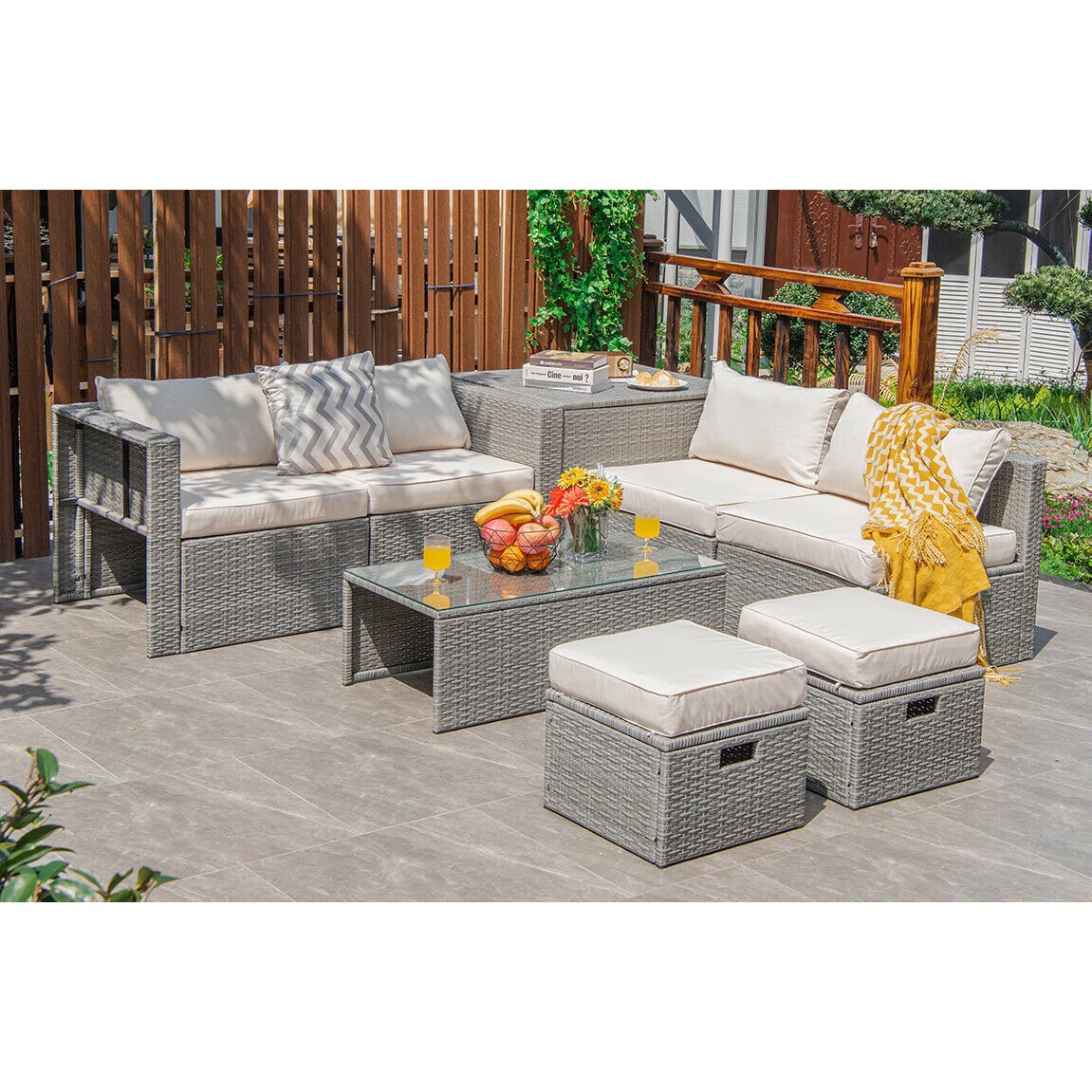 garden corner sofa adjustable table