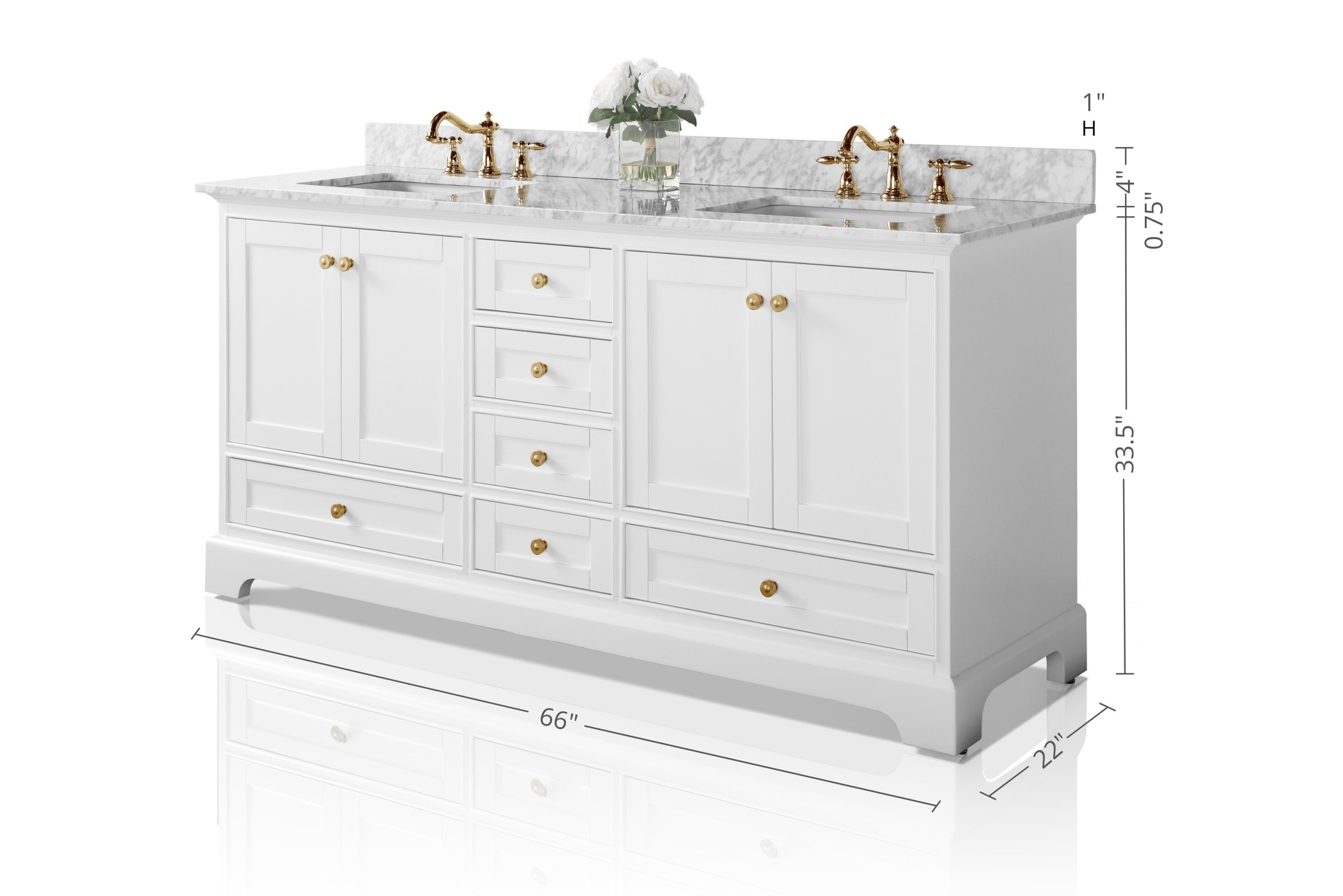 Ancerre Designs VTS-AUDREY-66-W-CWGD Bath-Vanity-Combo - View #3