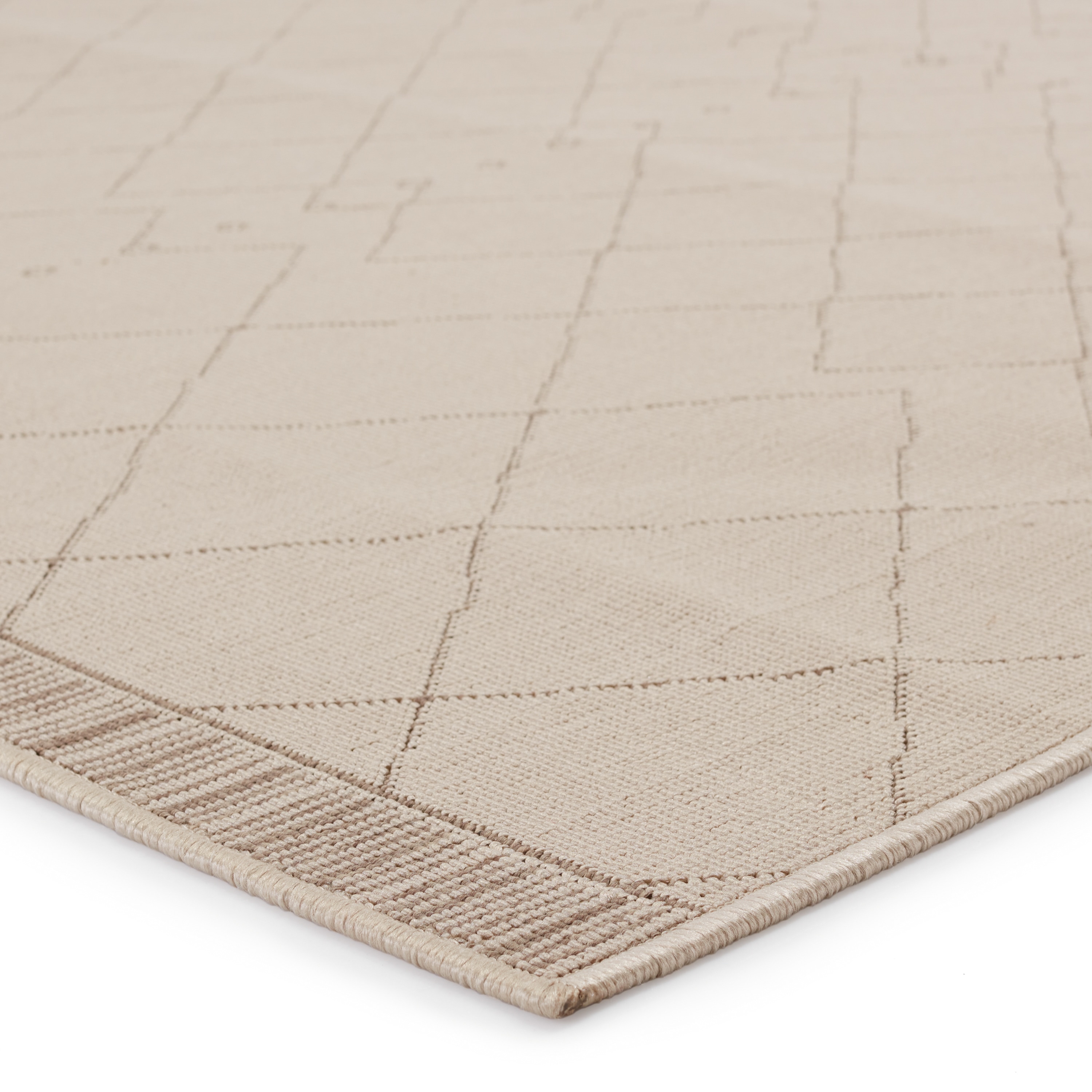 Mahaba Beige and Dark Taupe Trellis 8' x 10' Synthetic Rug
