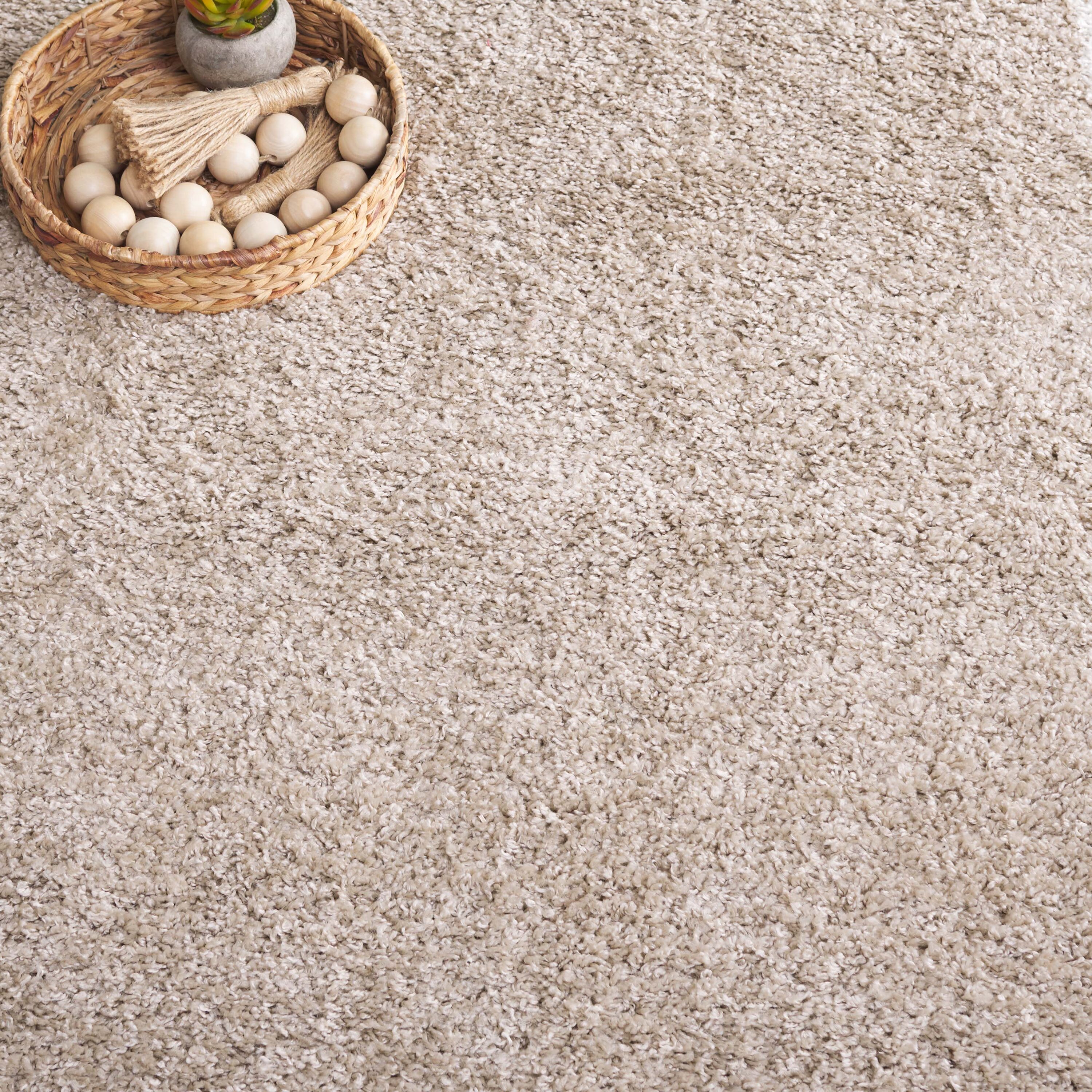 Ivory and Beige Rectangular Tufted Shag Area Rug