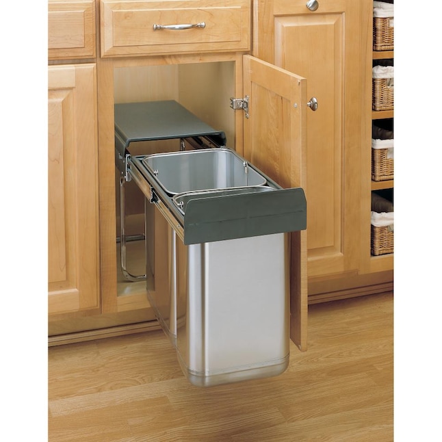 Rev-A-Shelf 10-in x 19-in x 15-in 8-Quart Pull out Trash Can in the Pull  Out Trash Cans department at Lowes.com