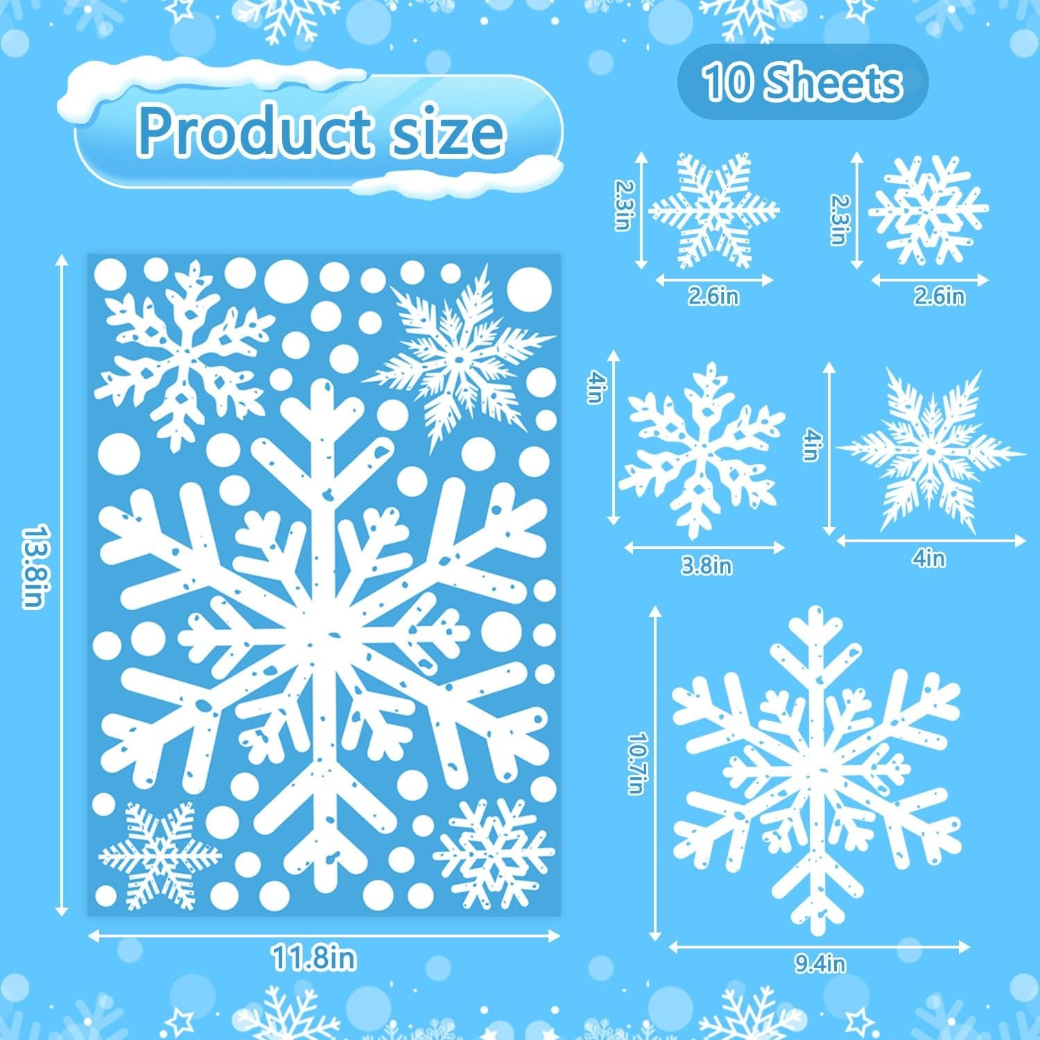 LAIFUCAM Christmas Window Clings 8 Sheet Extra Large Double Sided ...