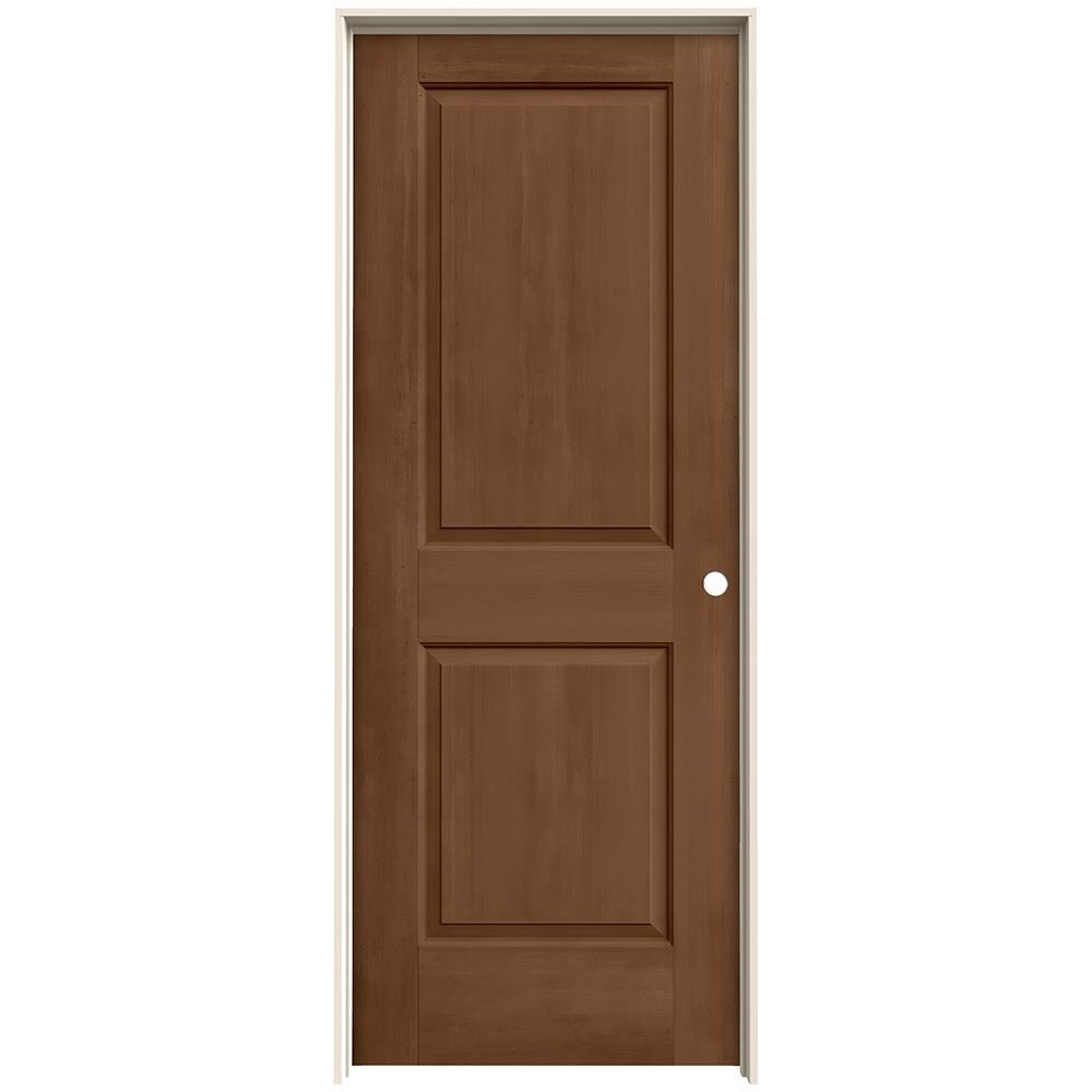 JELD-WEN LOWOLJW222201019 32-in x 80-in Hazlenut Solid core 2-panel square Left hand Smooth Stained Molded composite Flat Jamb Single Prehung Interior Door