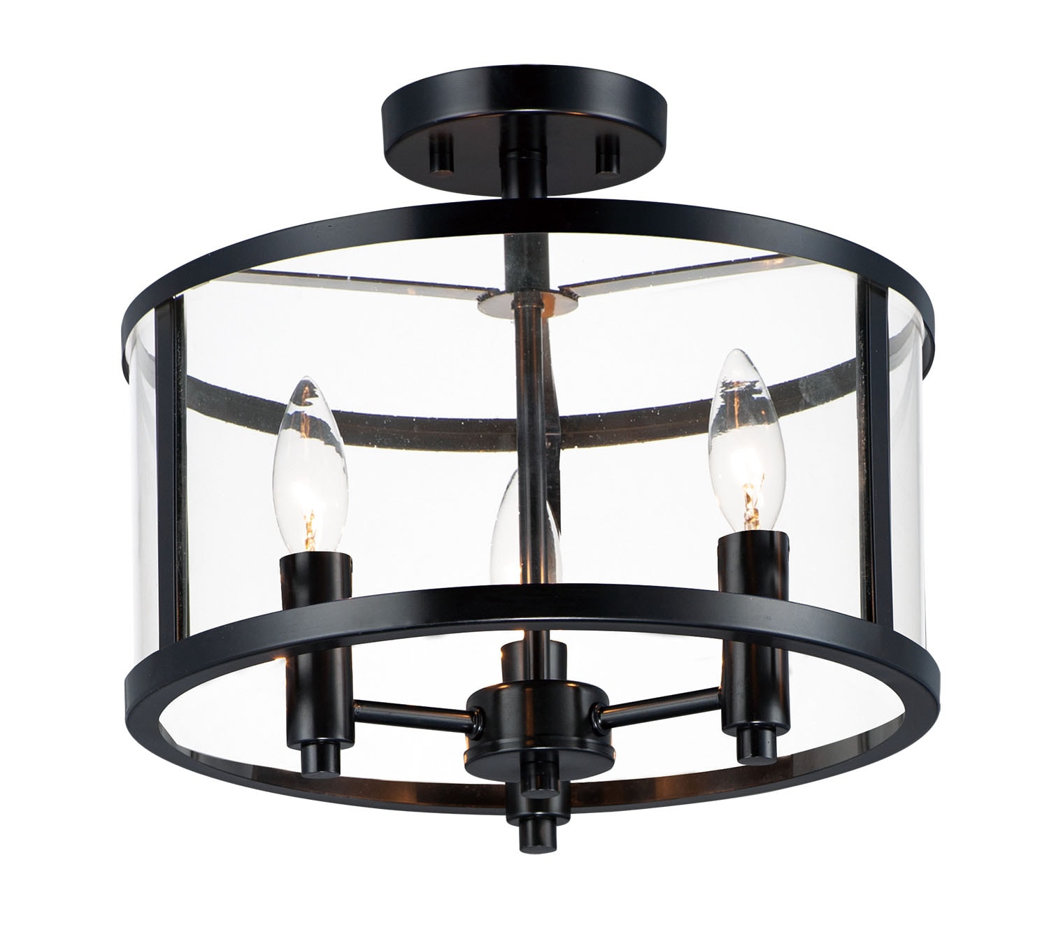 Maxim Lighting 25250CLBK Sentinel 3 -Light 13.25-in Matte Black Semi Flush Mount Light