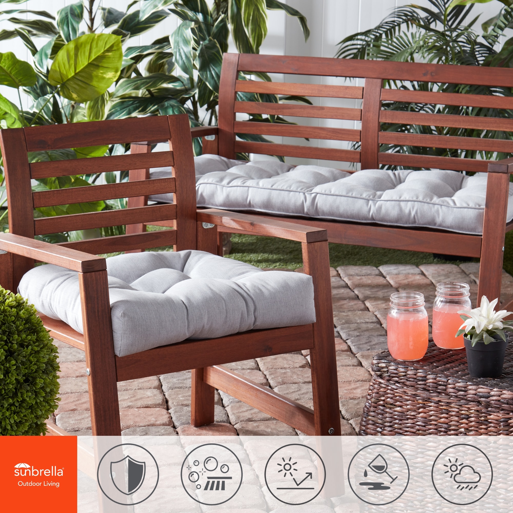 Greendale Home Fashions SC5812-GRANITE Patio-Furniture-Cushions - View #6