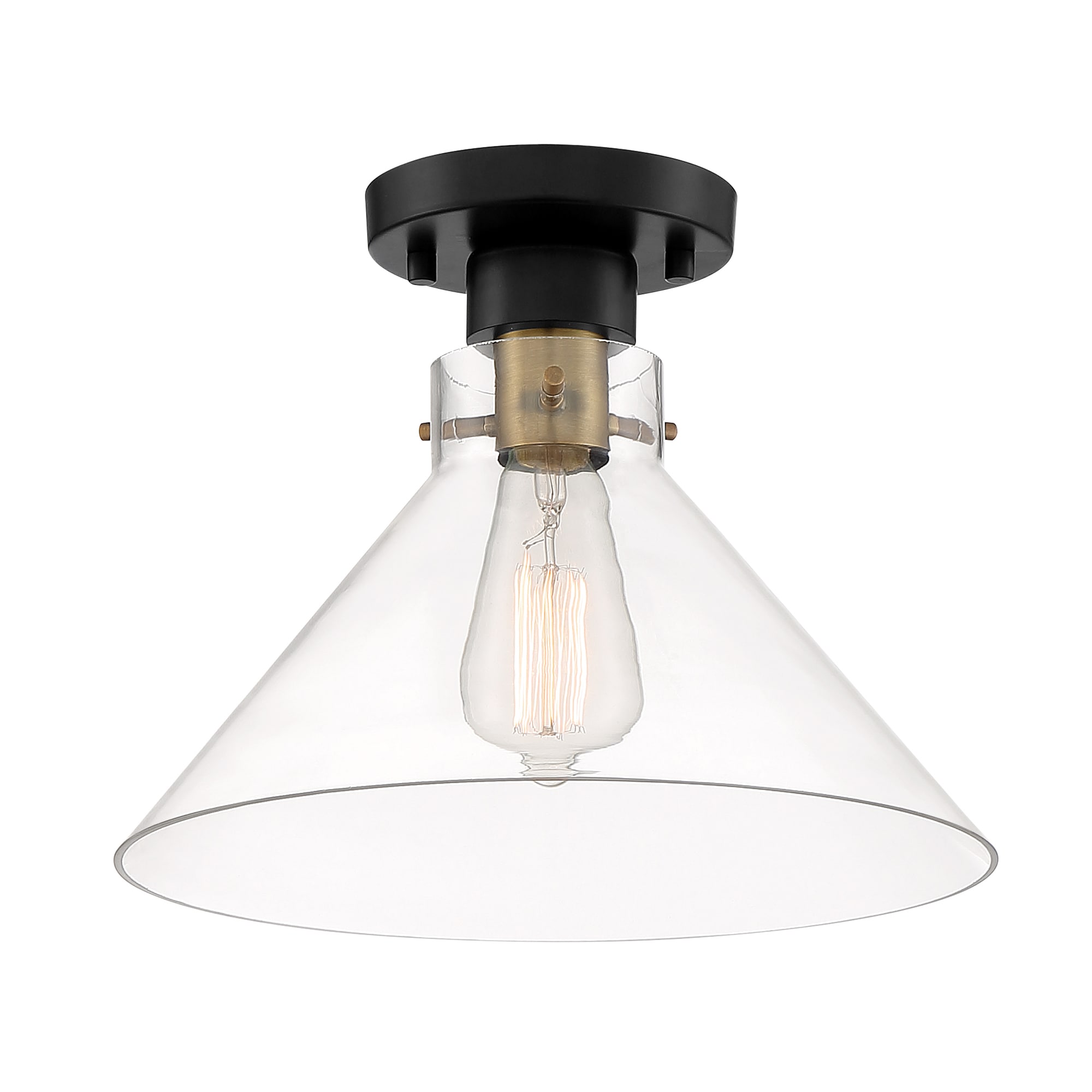 Matte Black Glass Indoor/Outdoor Semi Flush-Mount Light