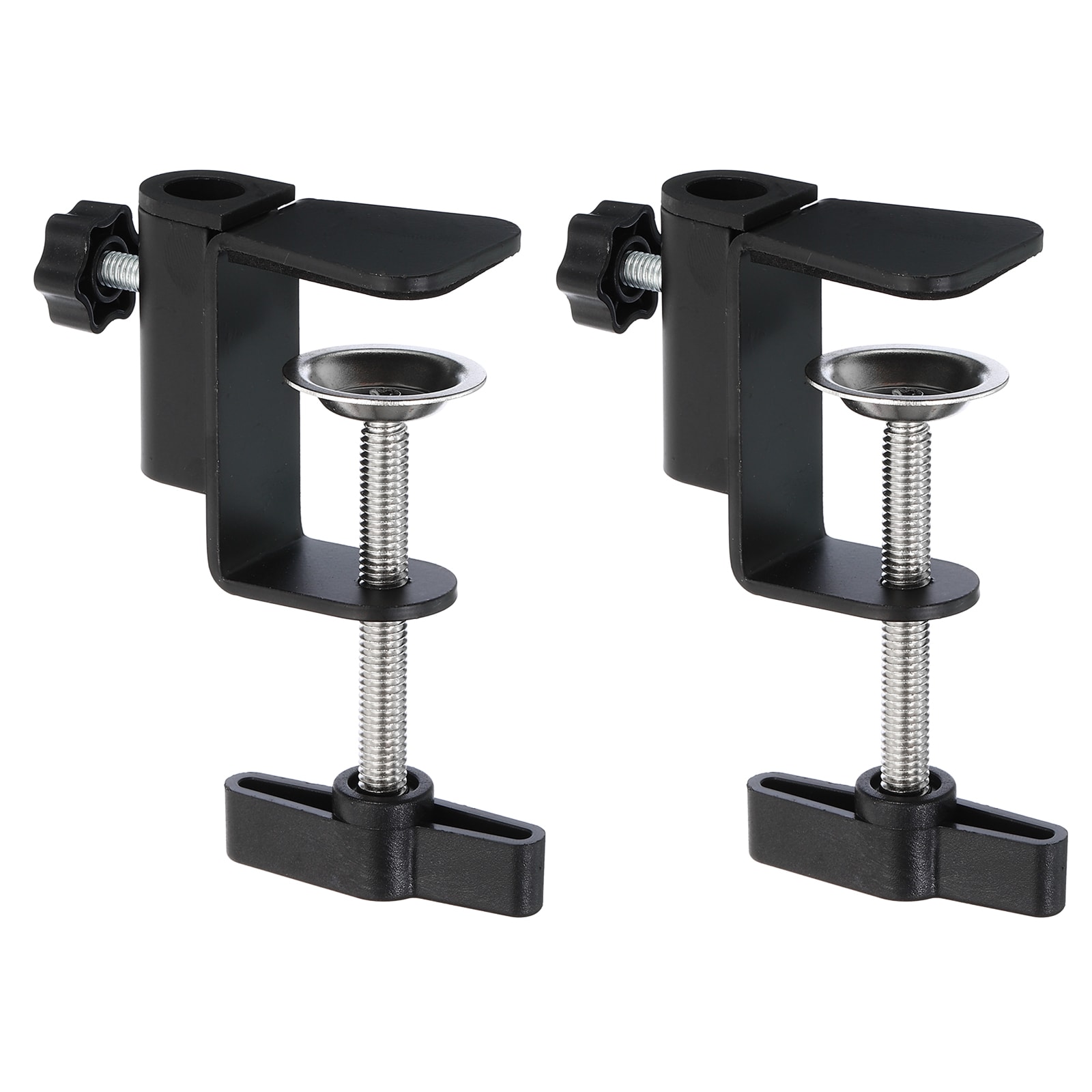 PATIKIL 0.49 Inch Hole Dia Desk Clamp 2pcs Universal C-Clamp Base with Adjustable Screw for Microphone Mic Arm Table Lamp Mount Holder Black #S26031900UX3800