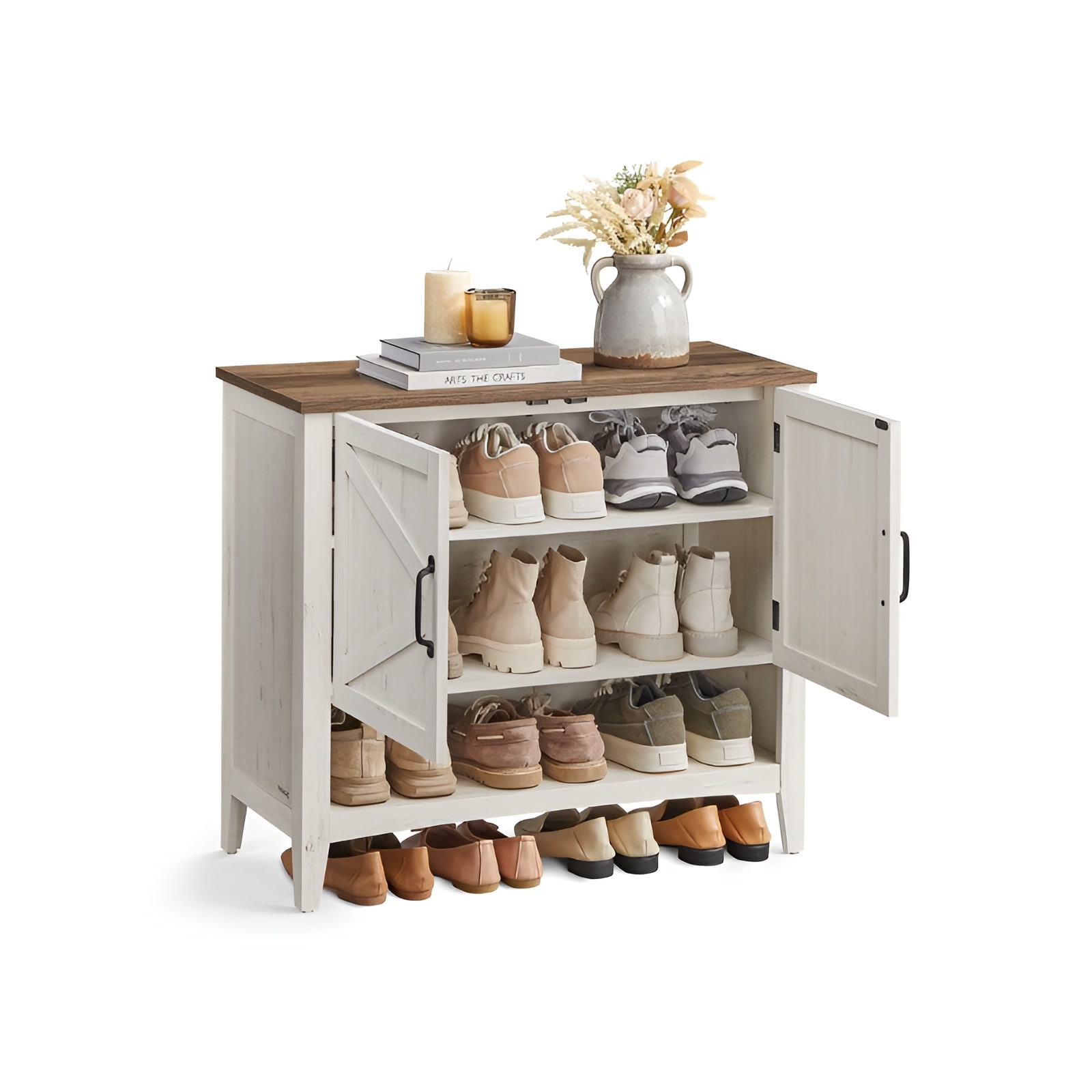 Slickblue Freestanding Shoe Cabinet 9-12 Pairs Adjustable Shelf 165 lb Capacity Versatile Storage for Entryway or Living Room