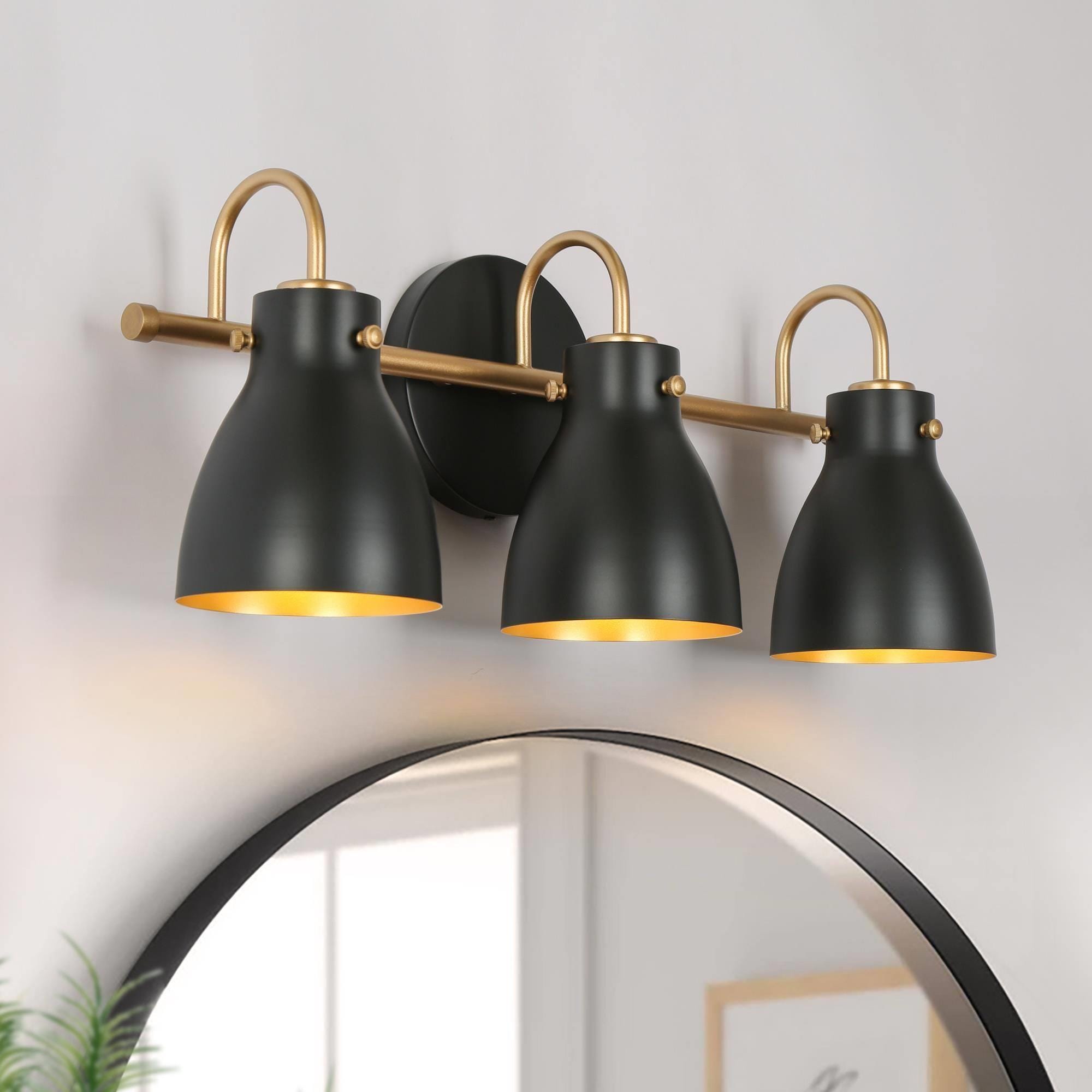 Uolfin YJMVU2-LWS253W3-A8 22.5-in 3 -Light Matte Black Modern/contemporary Vanity light