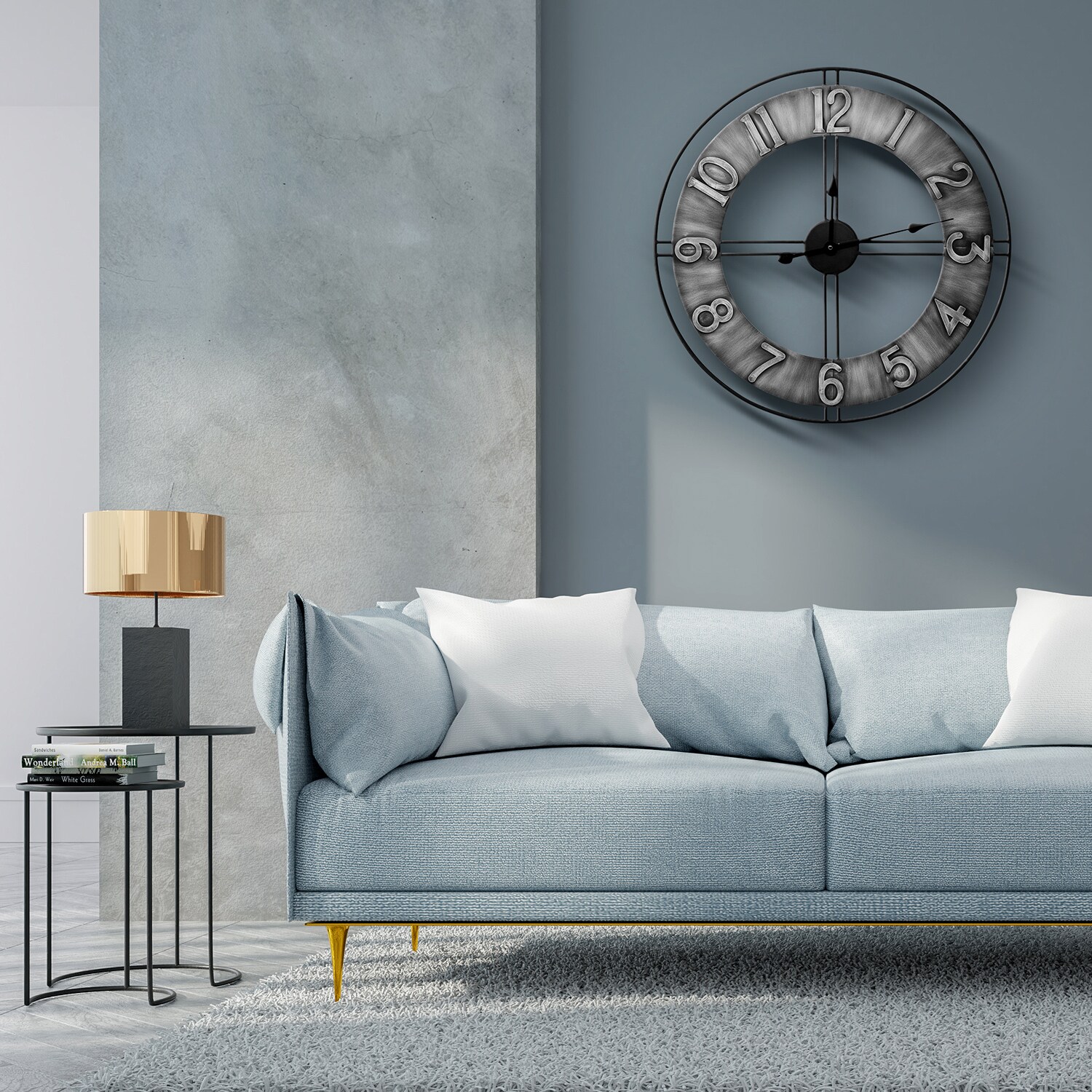 SORBUS 24 Inch Distressed Industrial Gray Oversized Round Metal Wall ...