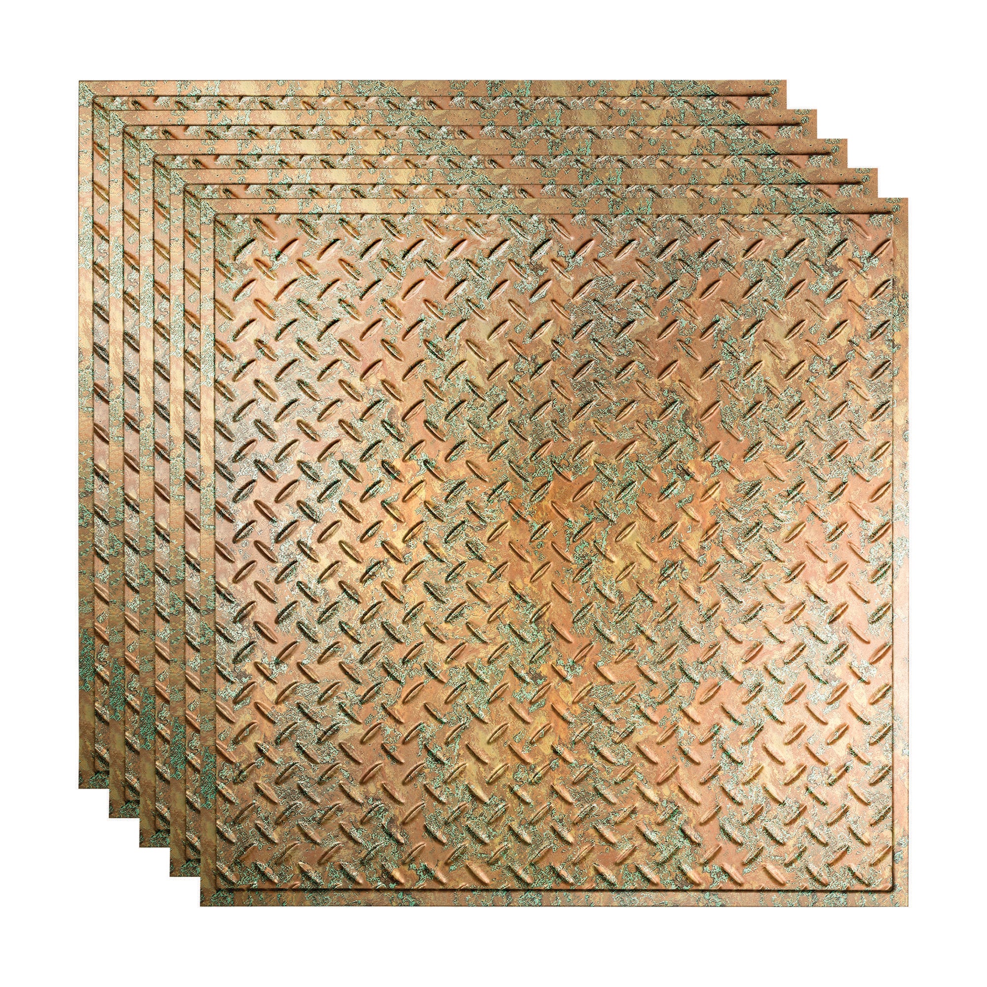 Fasade PL6611 2-ft x 2-ft Diamond Plate Copper Fantasy PVC Drop Ceiling Tile ( 5 -Pack, 20-Sq. Feet / Case )