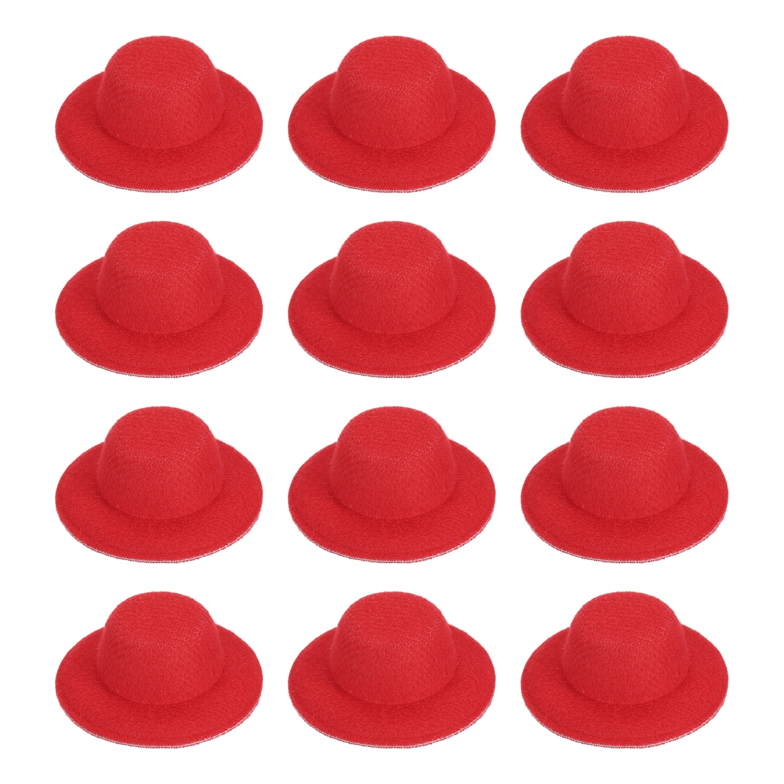 PATIKIL 1.6 Inch Mini Formal Hats 12pcs Miniature Doll Hats Mini Top Hat for Crafts Hair Accessories Decorate Doll Snowman Red