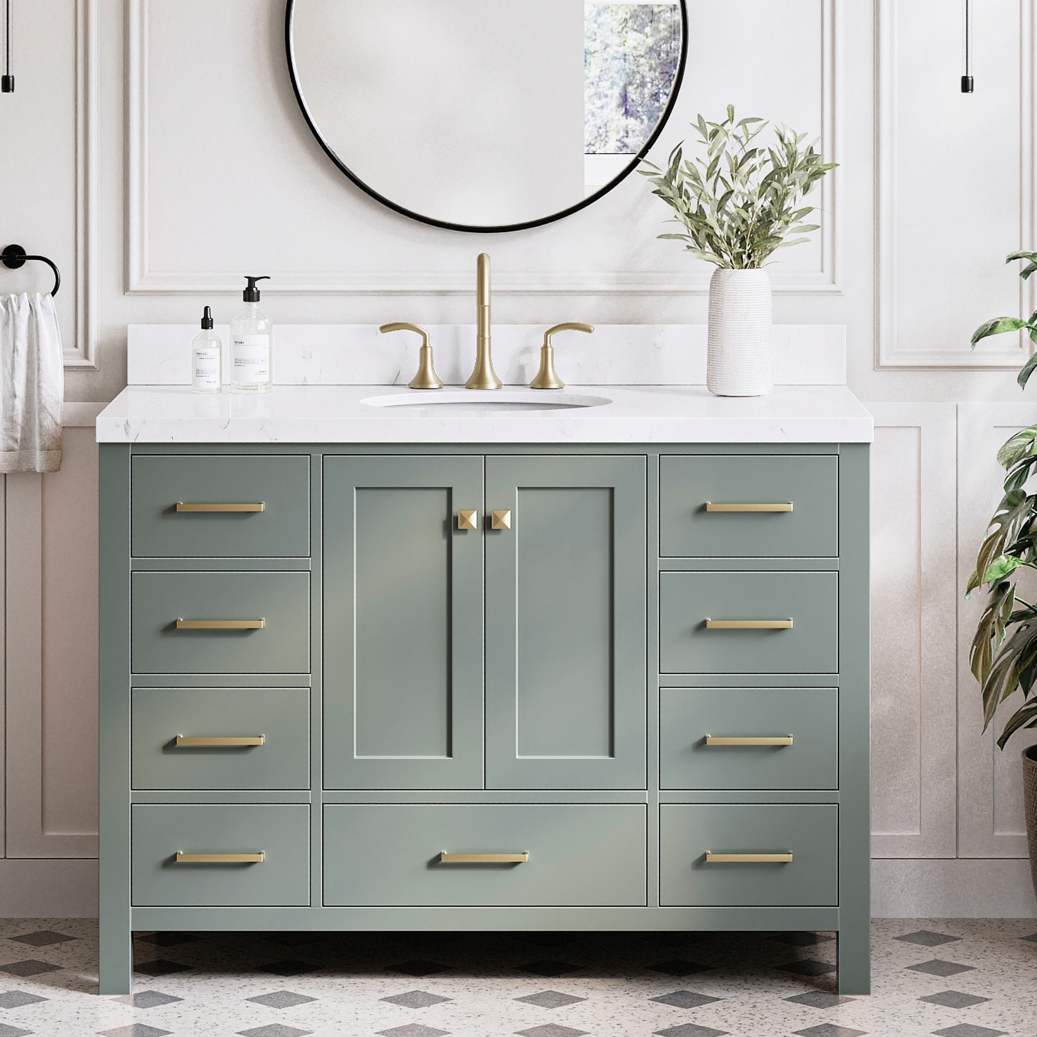 ARIEL Cambridge Undermount Single Sink Bathroom Vanity with Marble or Quartz Top