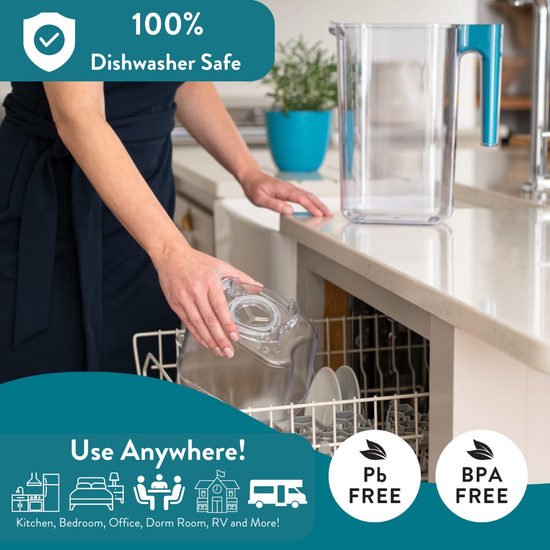 Perfect Pour 6-Cup Water Filter Pitcher with Teal Handle