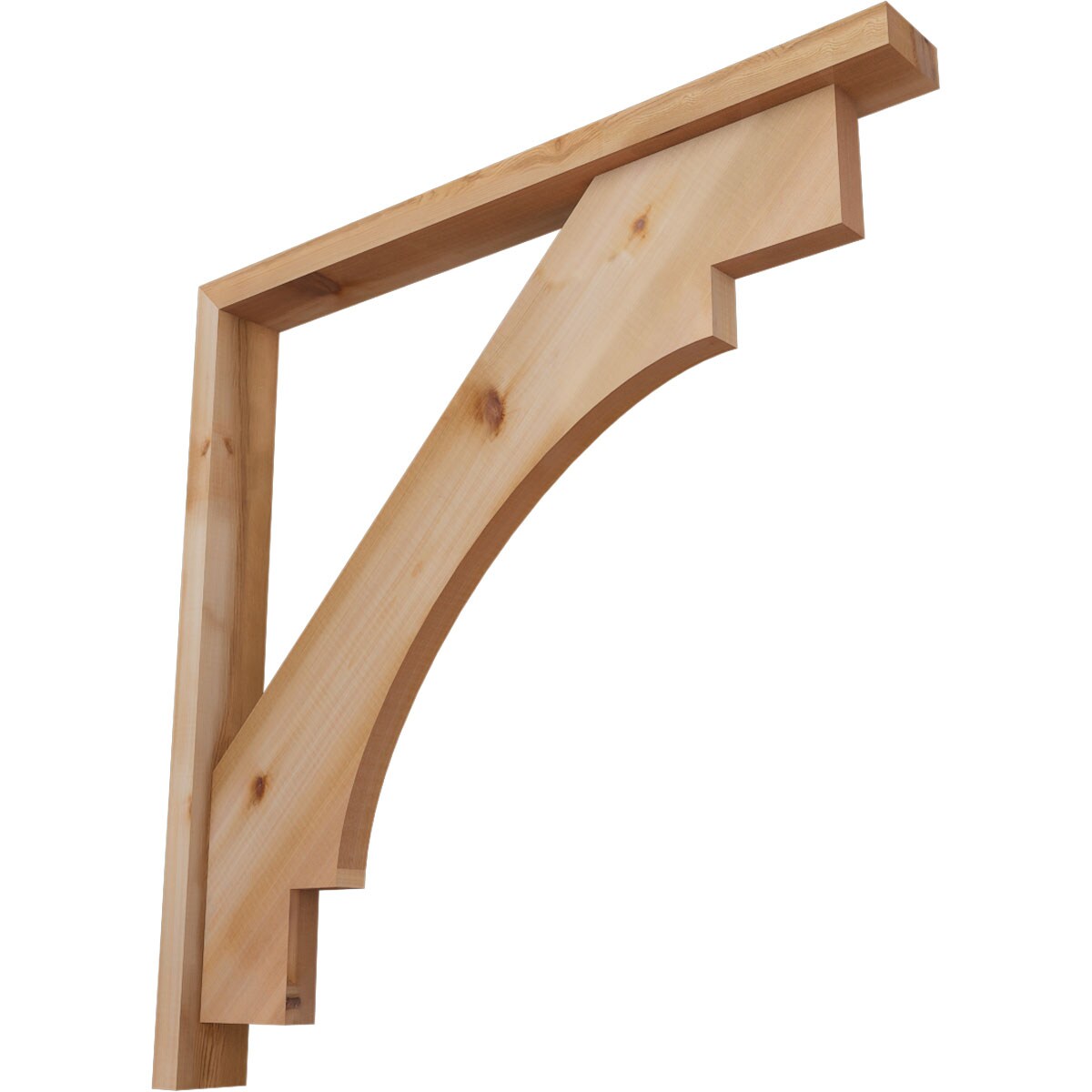 Ekena Millwork 1463132 Merced Block Smooth Bracket with Offset Brace 3-1/2-in x 34-in x 34-in Western red cedar Brown Wood Standard bracket