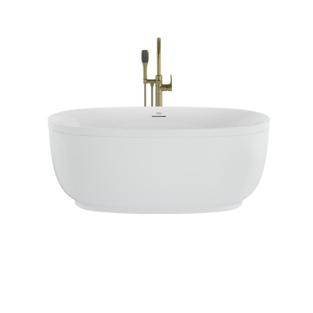 Jacuzzi CSZ5932BCXXXXG COSI 31.5-in x 59.1-in White Acrylic Oval Freestanding Soaking Bathtub with Faucet, Hand Shower and Drain (Center Drain)