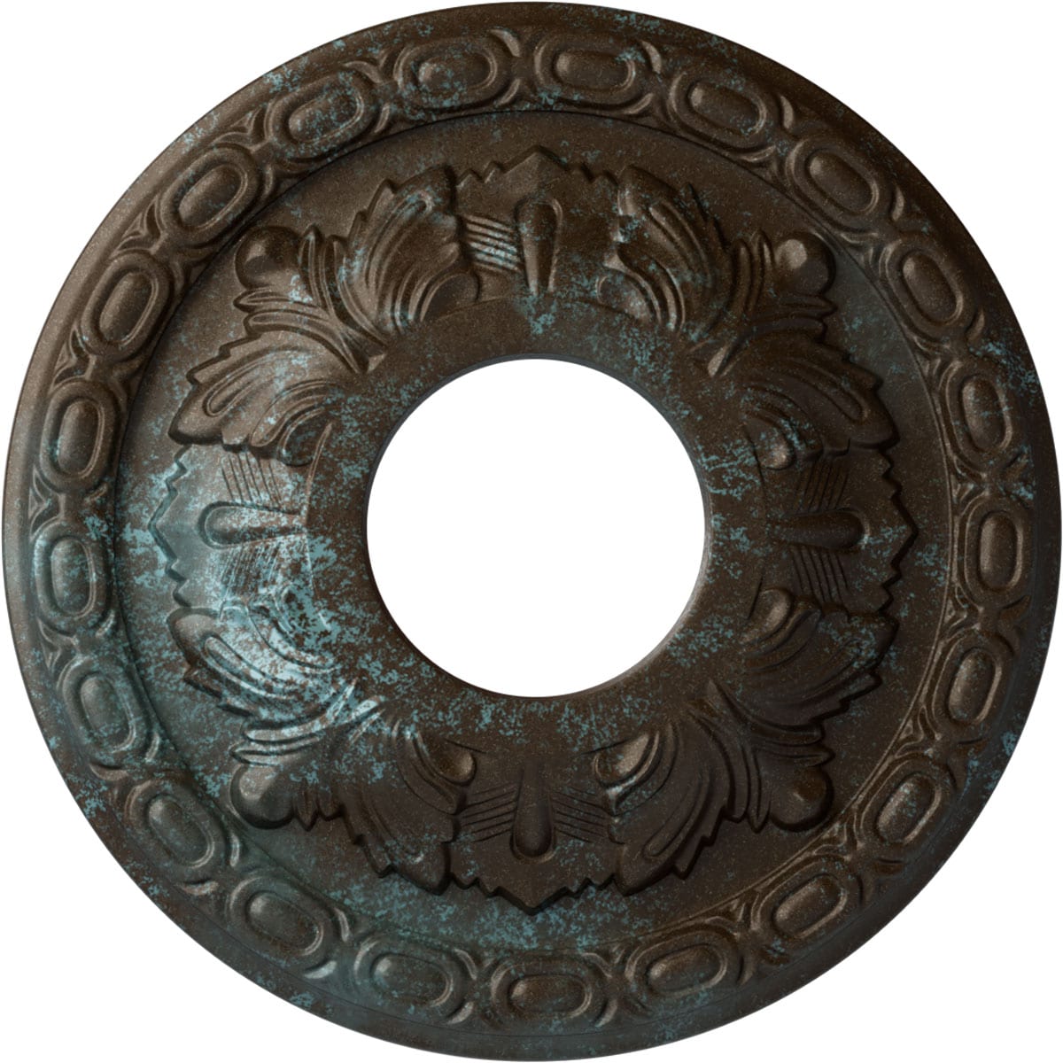 Ekena Millwork CM11LFBBS Leaf 11.375-in W x 11.375-in L Painted Bronze Blue Patina Polyurethane Whole Ceiling Medallion