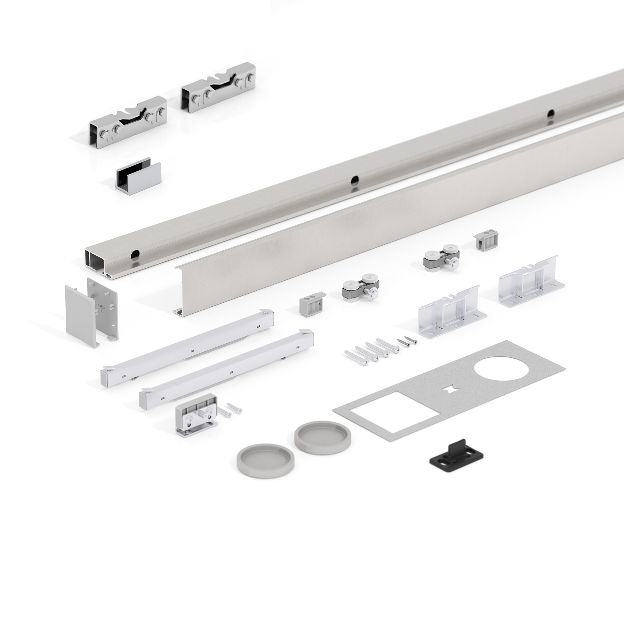 WINGBURG W-BL40-1WG12-ST 78-3/4-in Brushed Stainless Steel Look Indoor Top mount Soft Close Single Barn door hardware kit