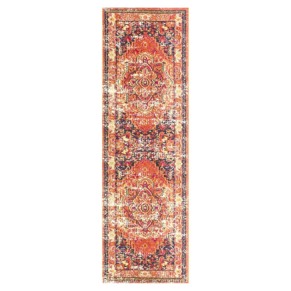 nuLOOM KKCB10B-2608 Mackenzie 2 x 8 (ft) Polypropylene Orange Rectangular Indoor Distressed/Overdyed Oriental Runner rug