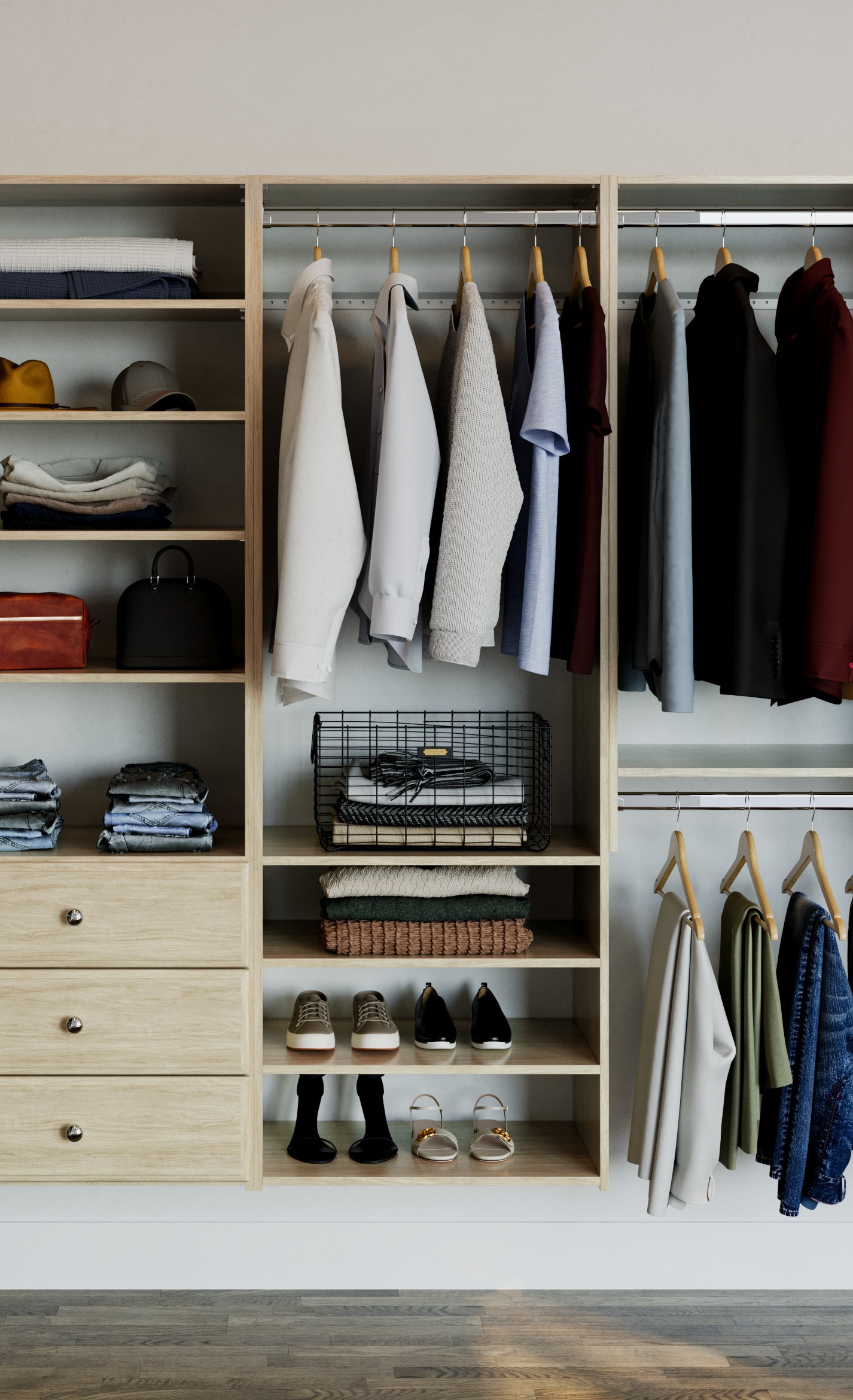 Easy Track PH34-MJ 1.33-Feet to 2.1-Feet W x 7-Feet H Honey Blonde Solid Shelving Wood Closet System