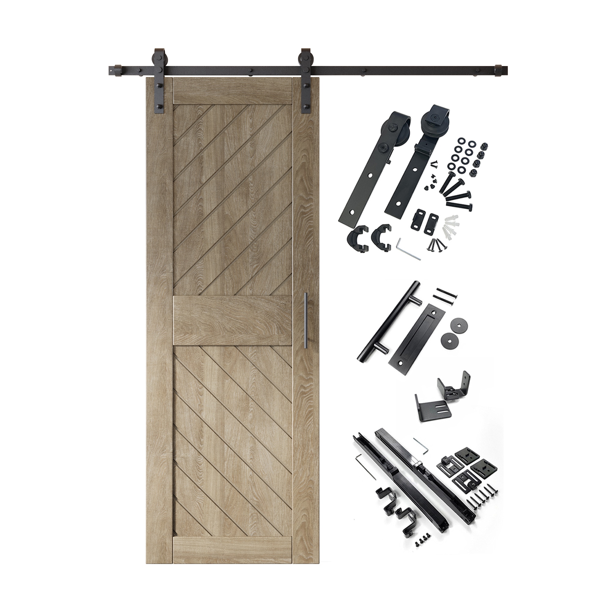 HOMACER YT1H066C-XT3-3084-GR 30-in x 84-in Classic Gray Prefinished Non-standard Pine Wood Solid core Single Barn Door (Hardware Included)