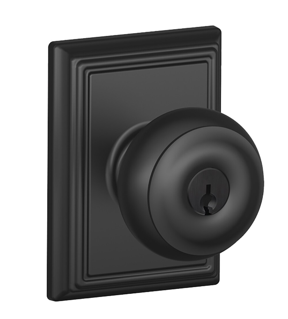 Schlage F51A GEO 622 ADD F Decorative Georgian x Addison Matte Black No Deadbolt Keyed Entry Door Knob