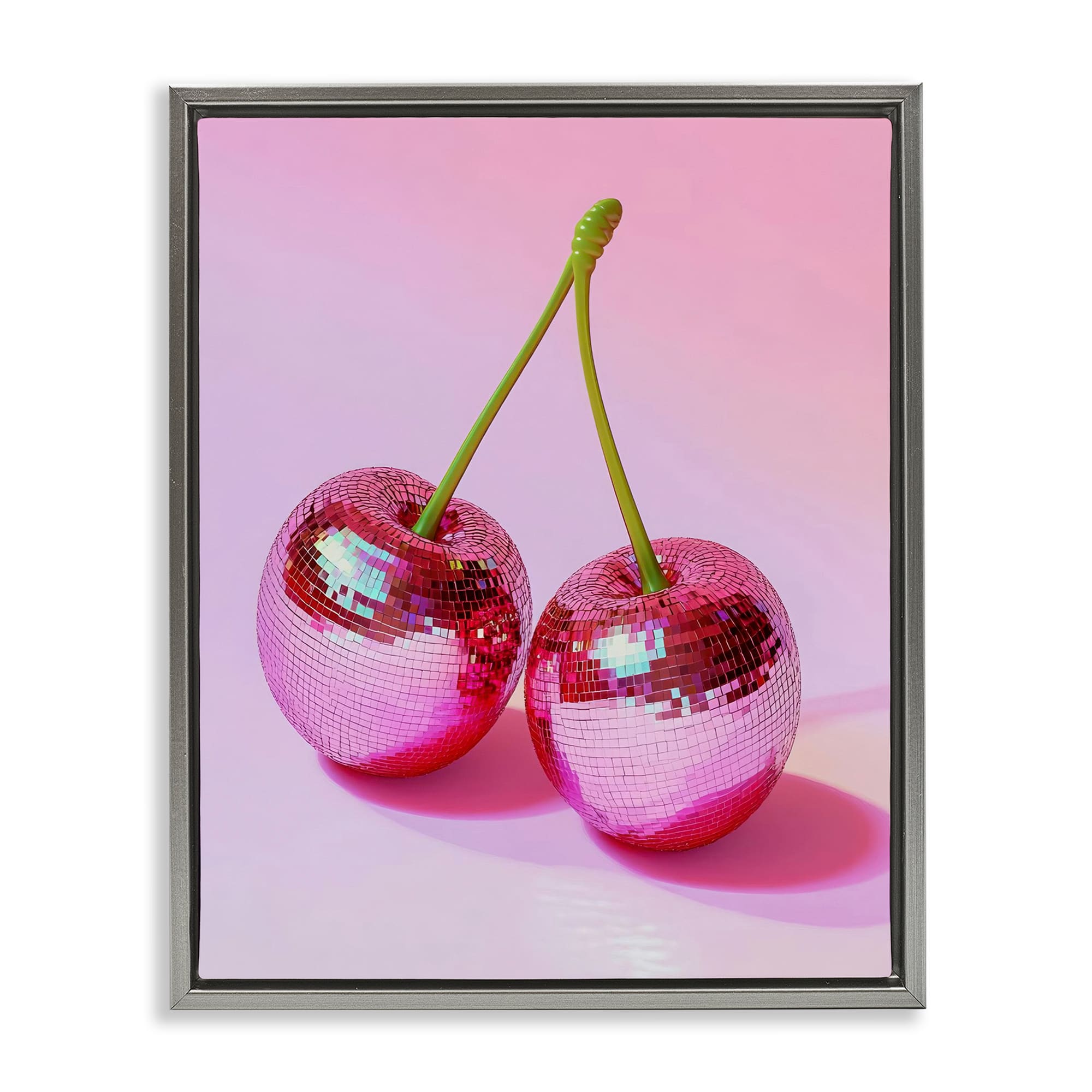 Stupell Industries BT-640-FFL-24X30 Pink Disco Cherries Floating Frame design by LSR Creative Studio