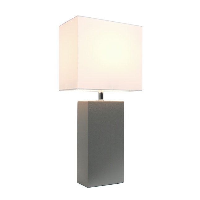 Elegant Designs Monaco Avenue 21-in Gray Table Lamp with Fabric Shade ...