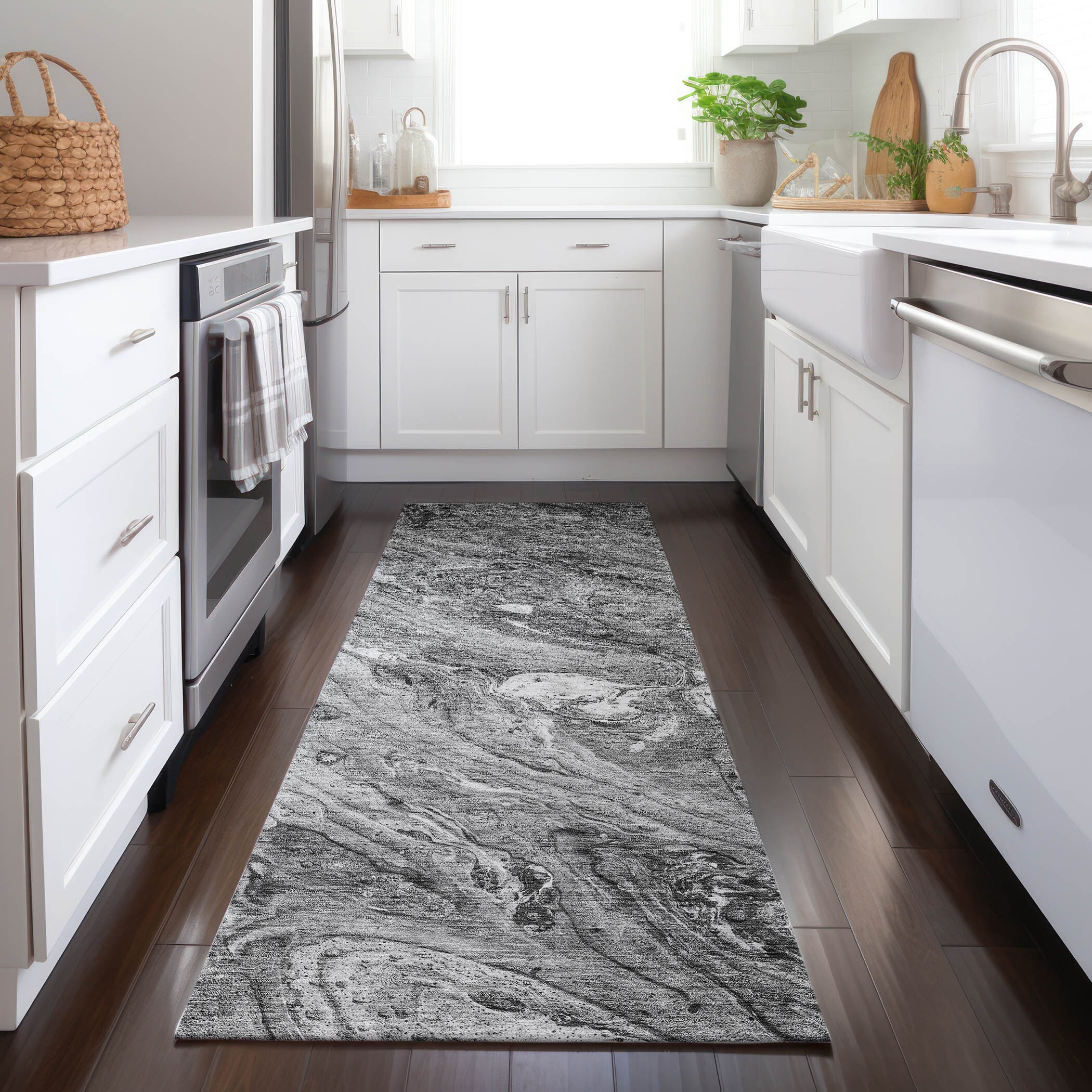Addison Rugs ACN640GY2X8 Chantille ACN640GY 2 x 7 (ft) Polyester Gray Rectangular Indoor/Outdoor Geometric Machine washable Runner rug
