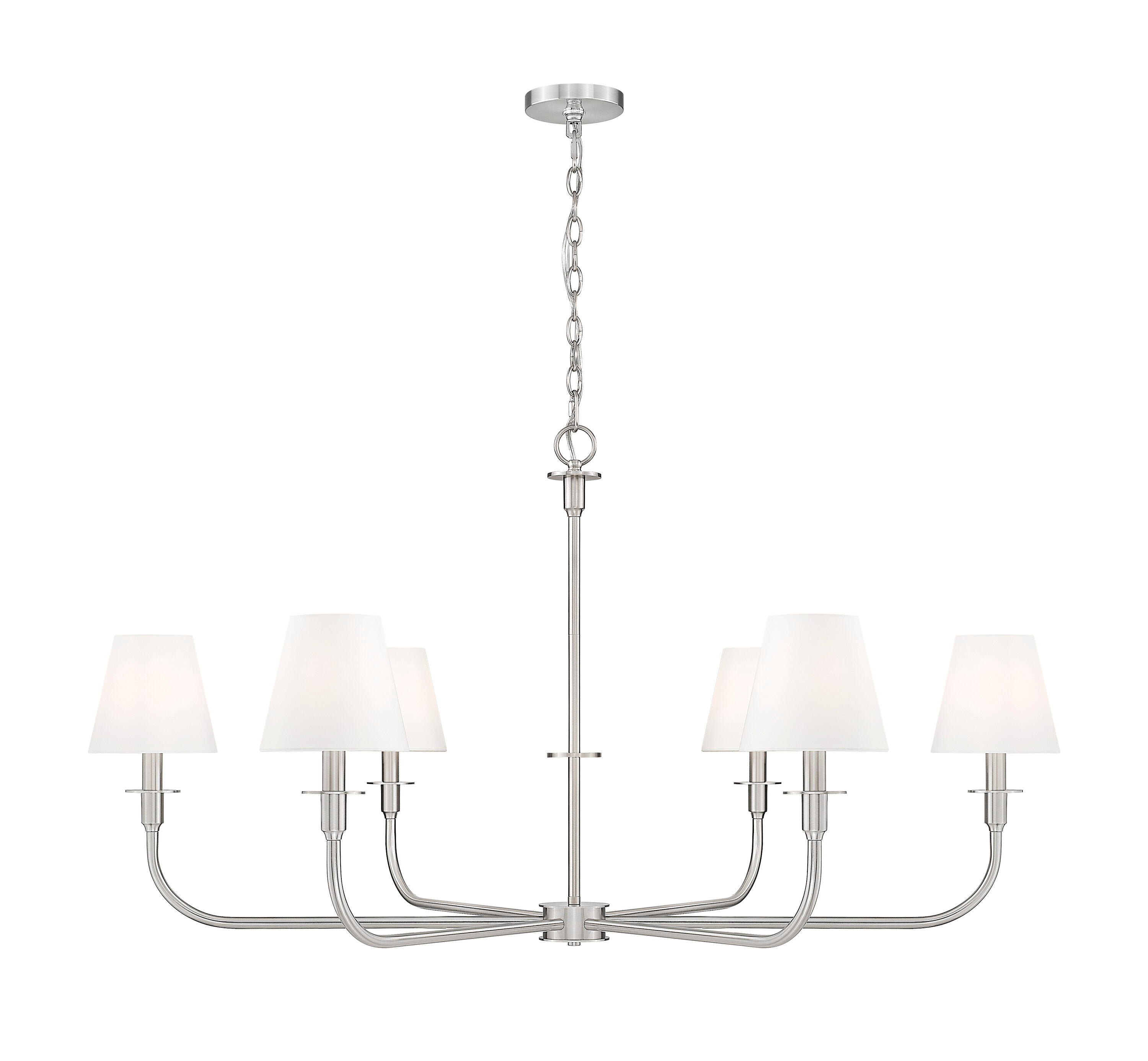 Z-Lite Tova 48.75in Brushed Nickel Fixture with White Fabric Shade