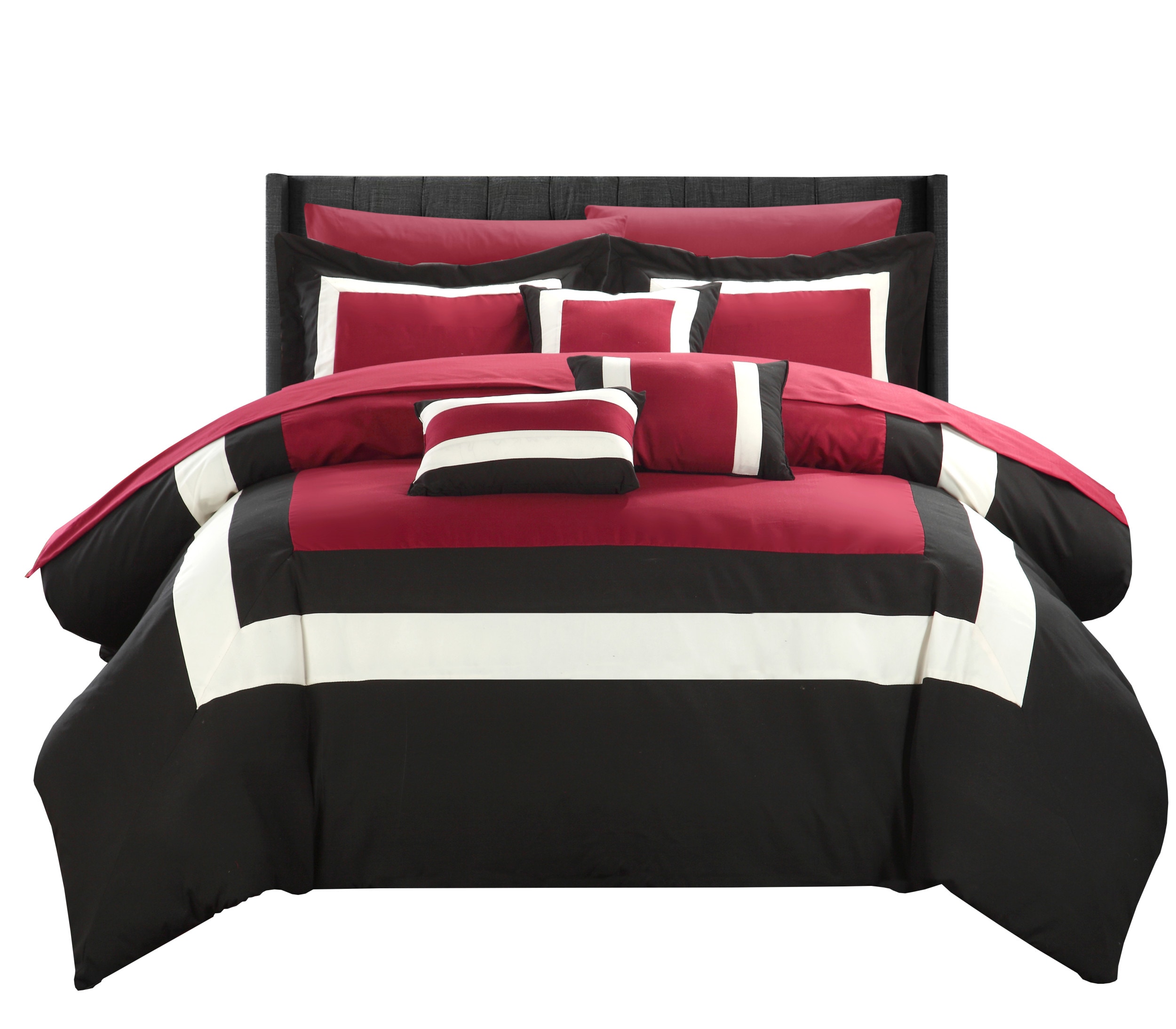 Chic Home Design Duke 10-Piece Red Queen Comforter Set in the