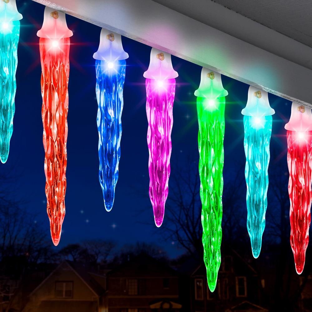 LightShow 24-Count Multi-function Multicolor Icicle LED Plug-In ...