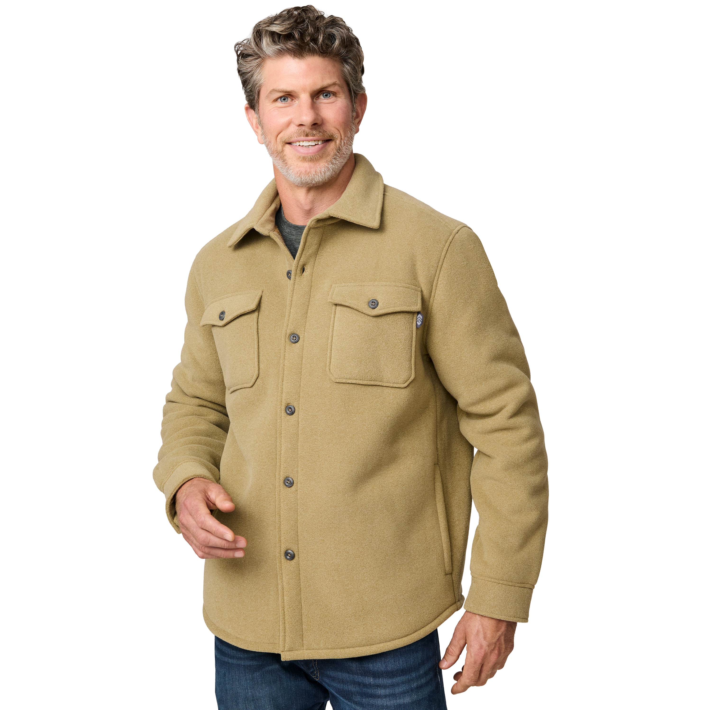 Free Country 600MOF5848 SADDL M Mountain Ridge Sueded Chill Out Men's Saddle Heather Fleece Shirt jacket ( Medium )